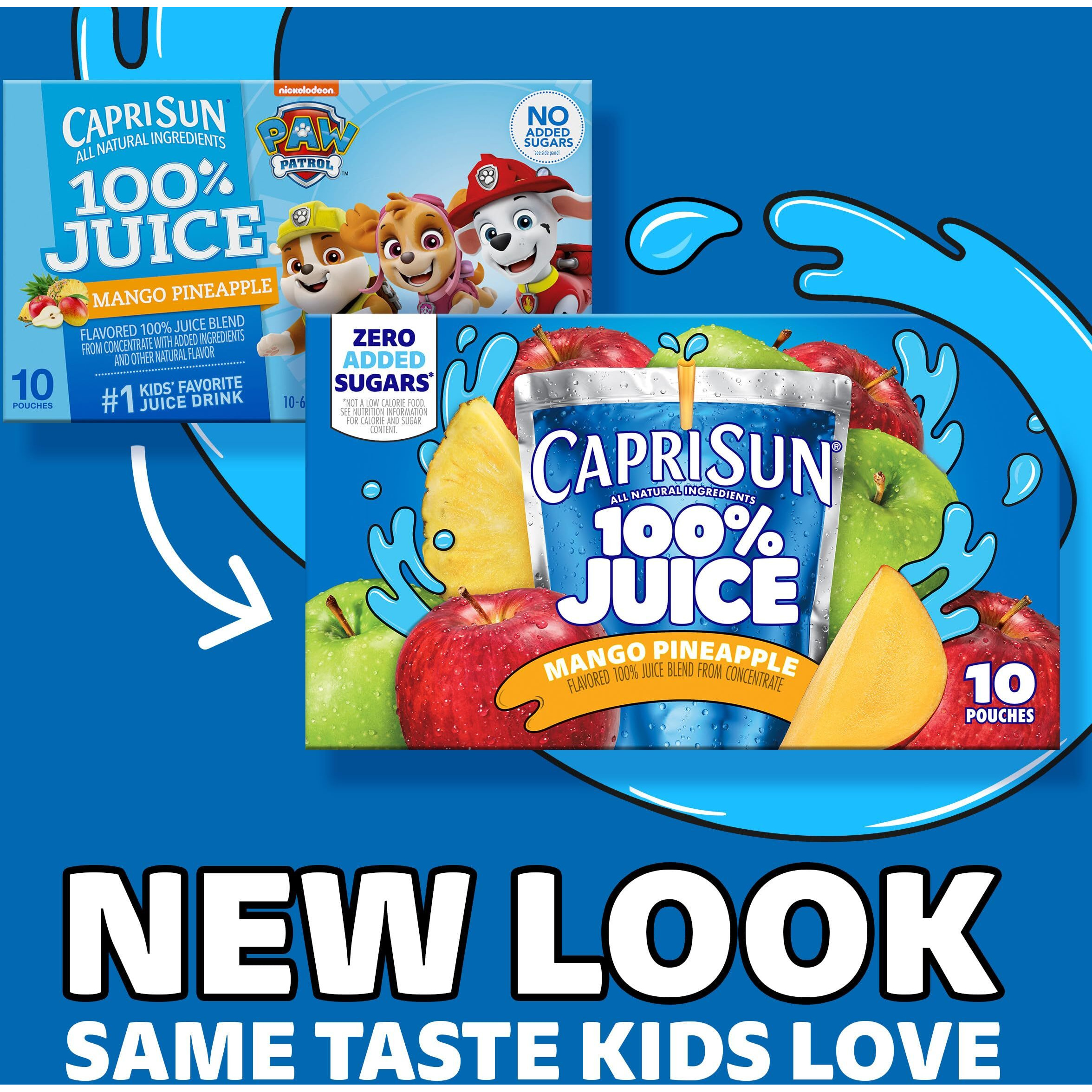 Capri Sun 100% Juice Mango Pineapple, (40 Count, 4 Packs Of 10), Packaging May Vary