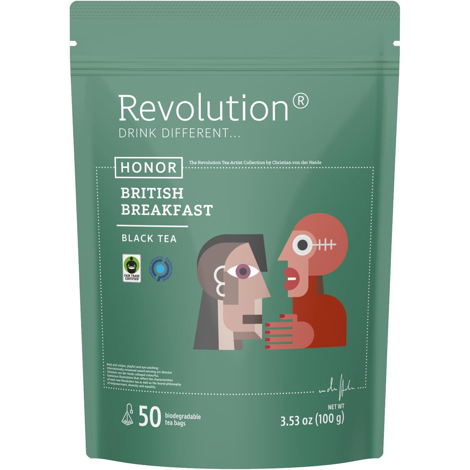 Revolution Tea English Breakfast Tea [The Original] - British Breakfast - Premium Full Leaf Tea - Biodegradable Infuser Tea Bags - Black Tea - 50 Bags