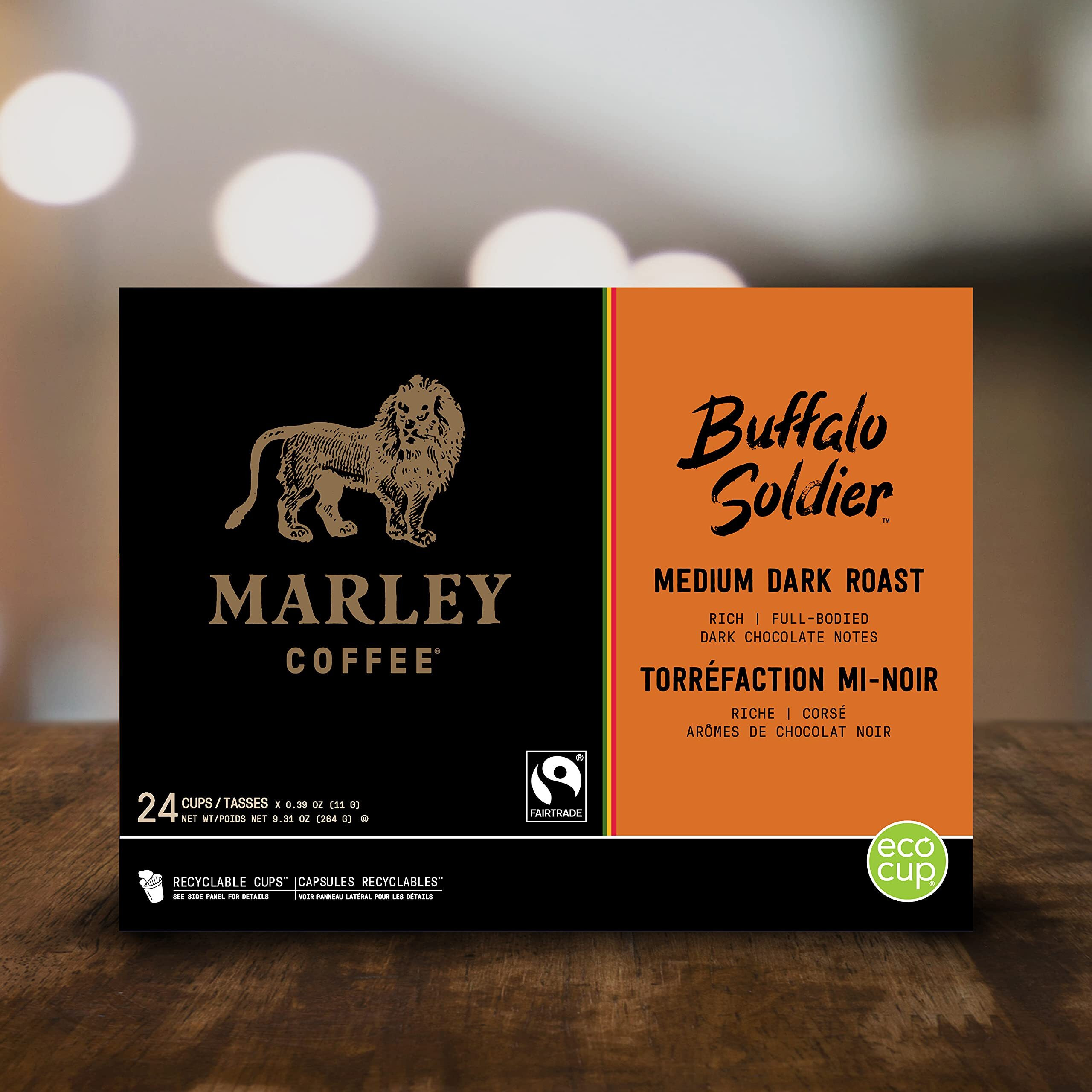 Marley Coffee Single Serve K-Cup Compatible Capsules, Buffalo Soldier, Medium-Dark Roast, 24 Count - Packaging May Vary