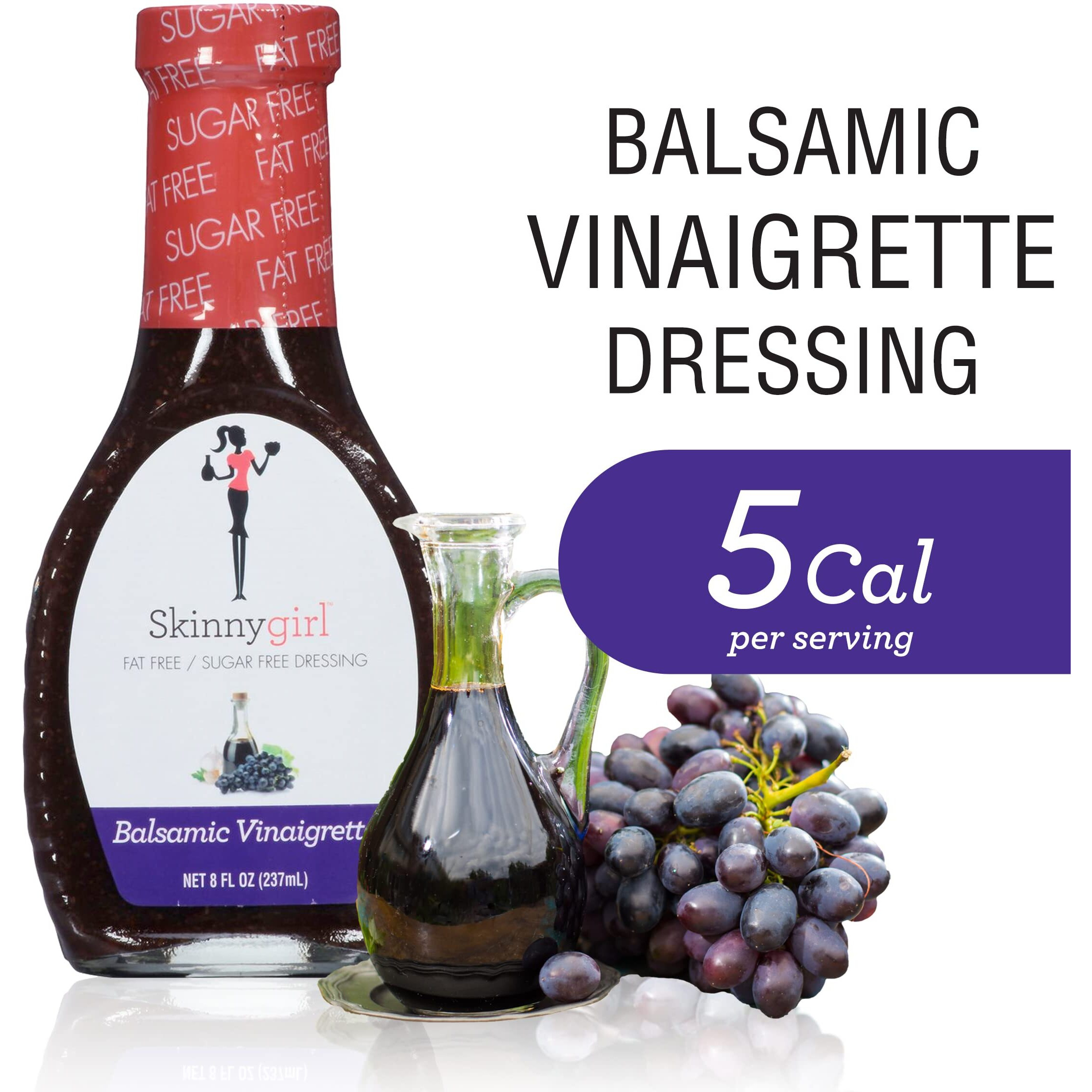 Skinnygirl Fat-Free Salad Dressing, Sugar-Free Balsamic Vinaigrette, 8 Ounce (Pack Of 12)