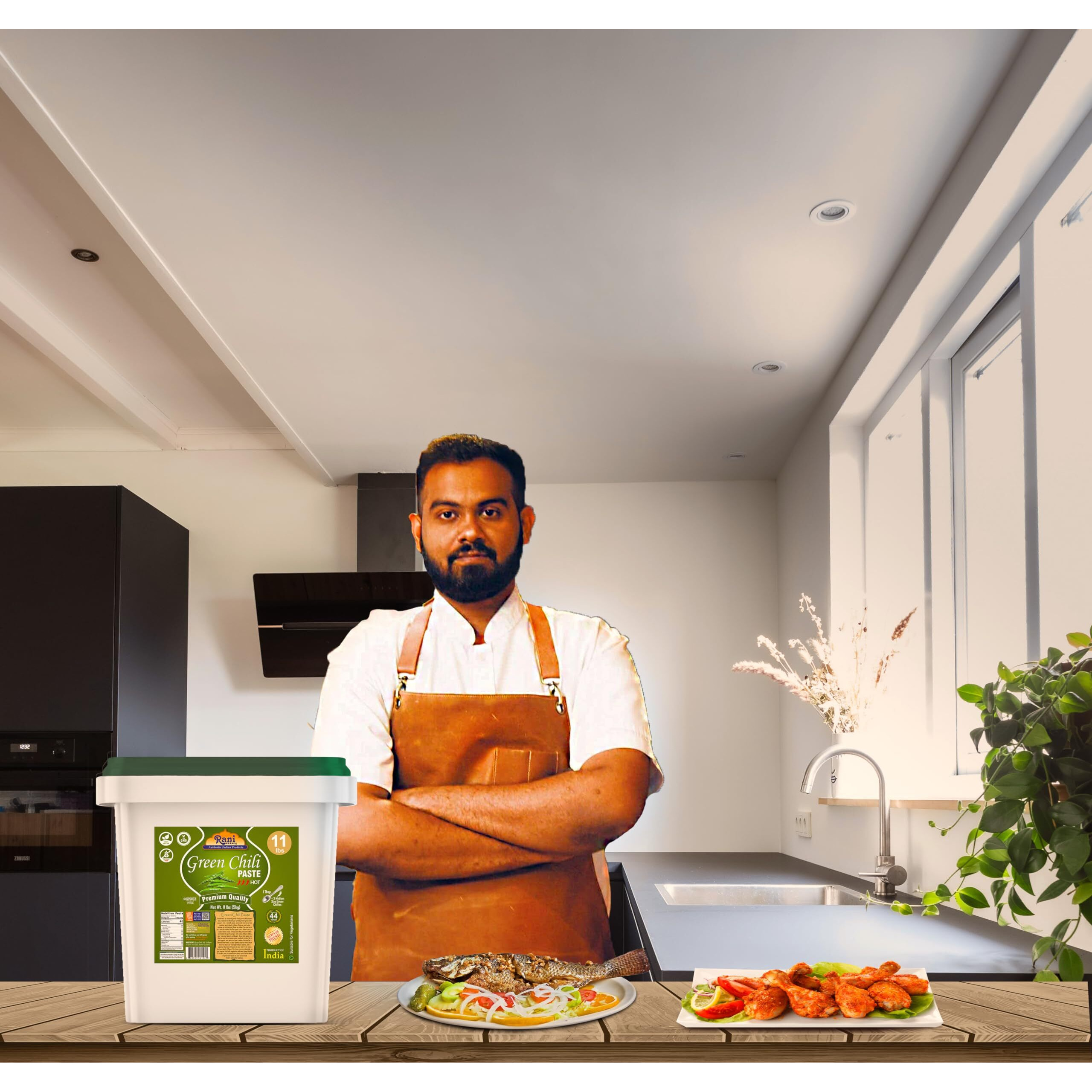 Rani Green Chilli Cooking Paste 176Oz (11Lbs) 5Kg Bulk ~ Vegan | Gluten Free | Non-Gmo | Kosher | No Colors | Indian Origin