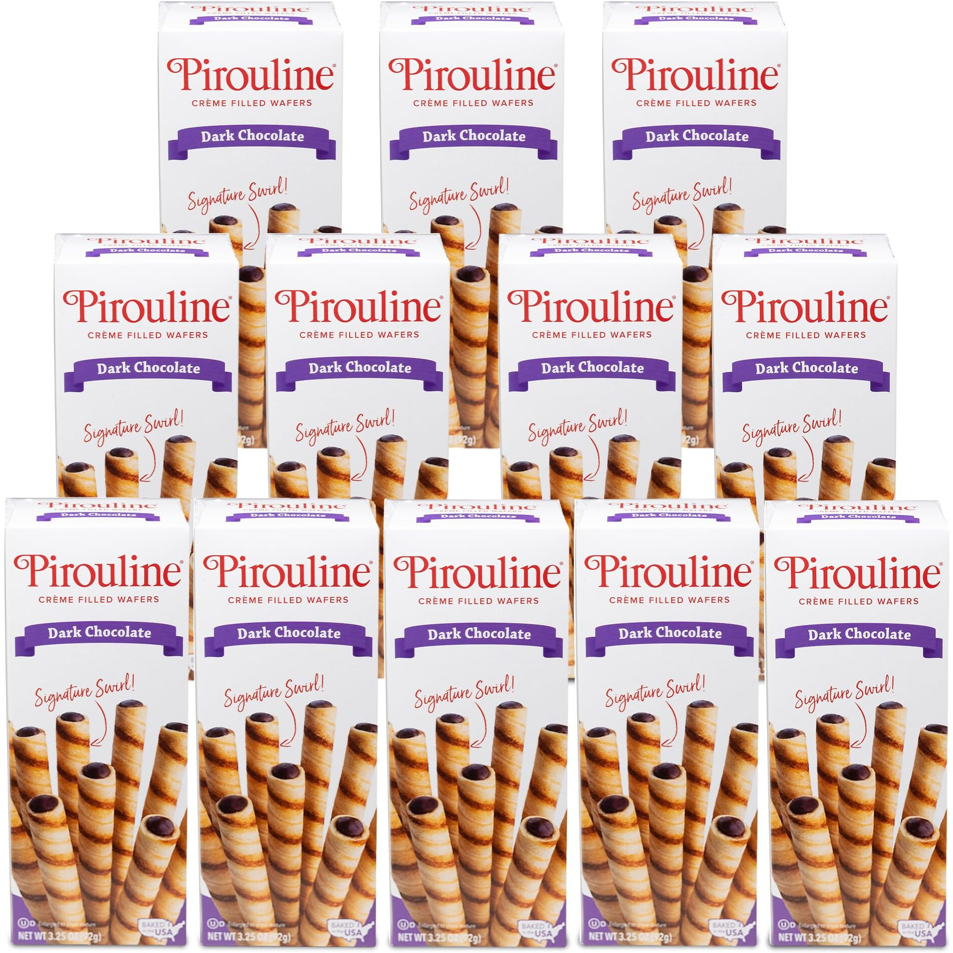Pirouline Rolled Wafers - Dark Chocolate - Rolled Wafer Sticks, Crme Filled Wafers, Rolled Cookies For Coffee, Tea, Ice Cream, Snacks, Parties, Gifts, Birthdays - 3.25Oz Carton 12 Pack