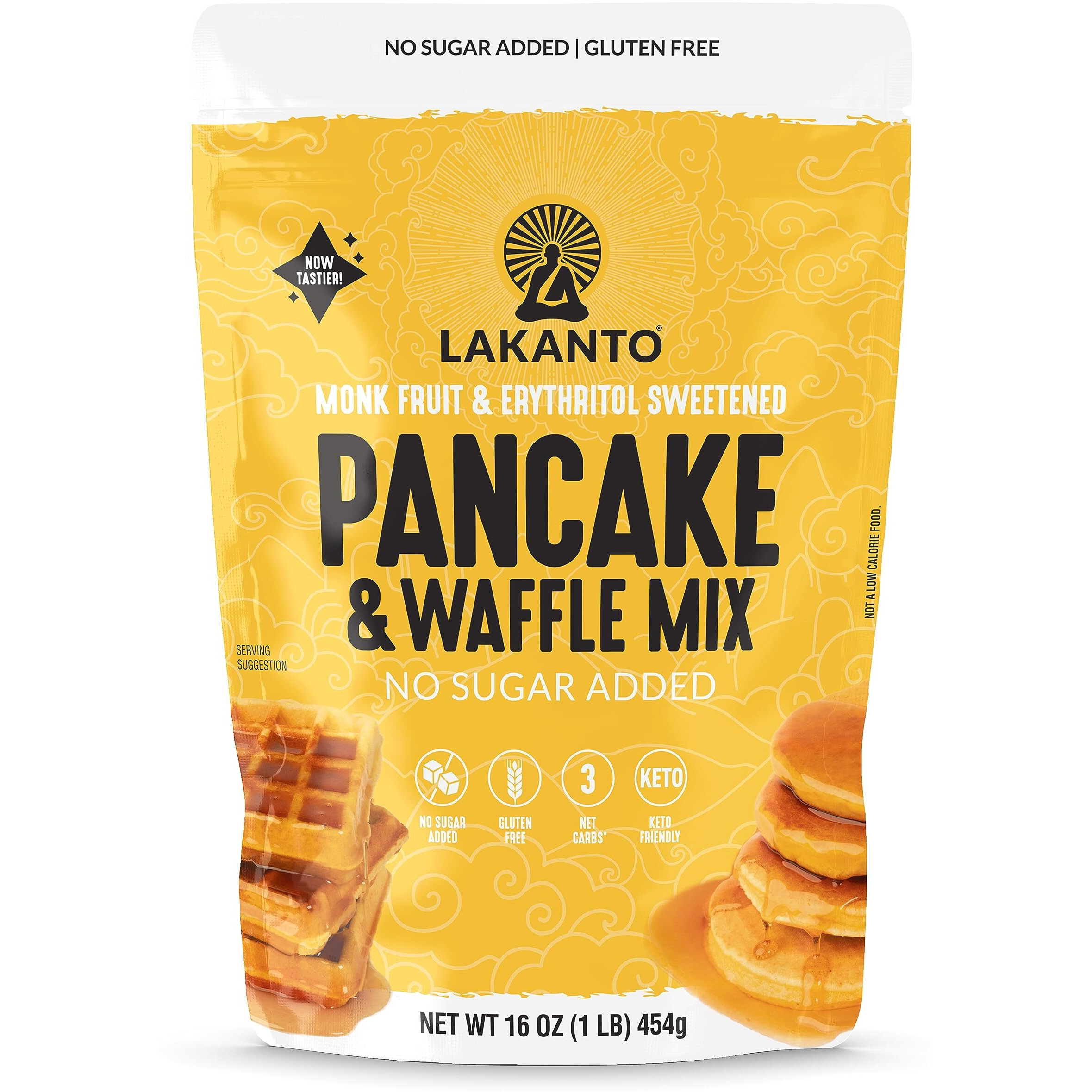 Lakanto Pancake And Waffle Mix - Sweetened With Monk Fruit Sweetener And Erythritol, Breakfast, Flapjacks, Almond Flour, Low Net Carbs, Gluten Free, Keto Diet Friendly - 16 Oz