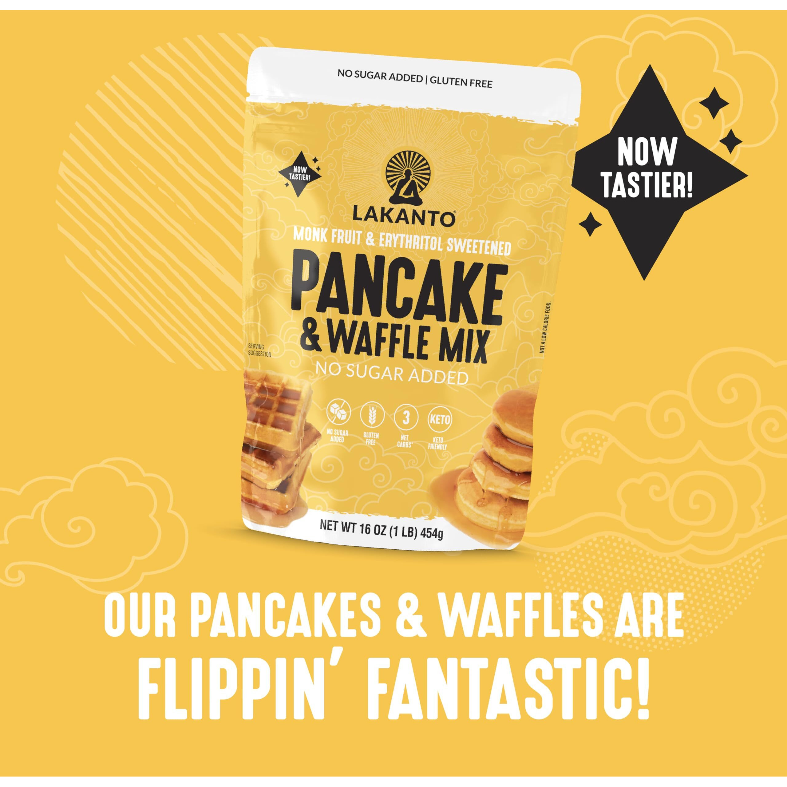 Lakanto Pancake And Waffle Mix - Sweetened With Monk Fruit Sweetener And Erythritol, Breakfast, Flapjacks, Almond Flour, Low Net Carbs, Gluten Free, Keto Diet Friendly - 16 Oz