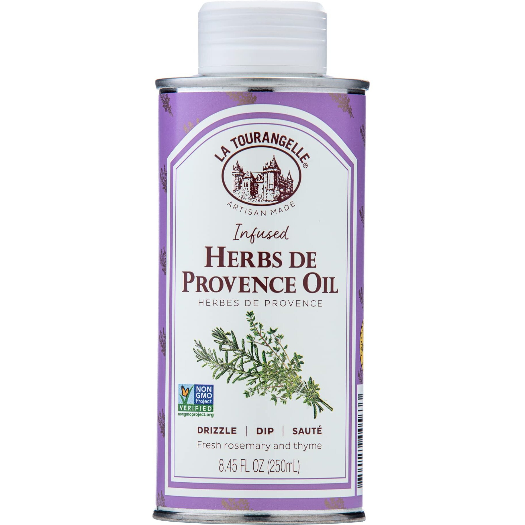 La Tourangelle Herbs De Provence Infused Sunflower Oil, High-Oleic Oil For Cooking, Vinaigrettes & Dipping Sauces, 8.45 Fl Oz