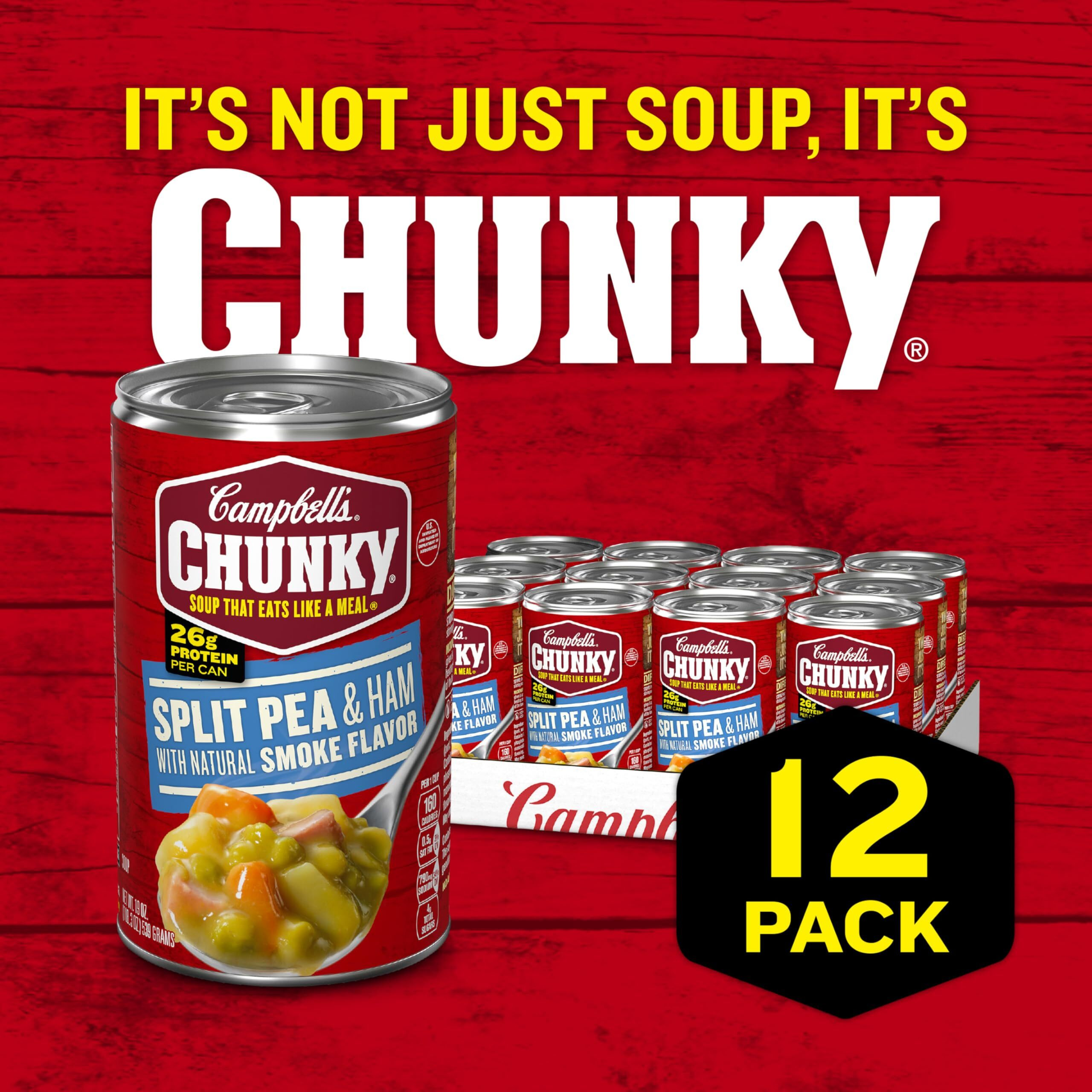 Campbells Chunky Soup, Split Pea Soup With Ham, 19 Oz Can (Case Of 12)