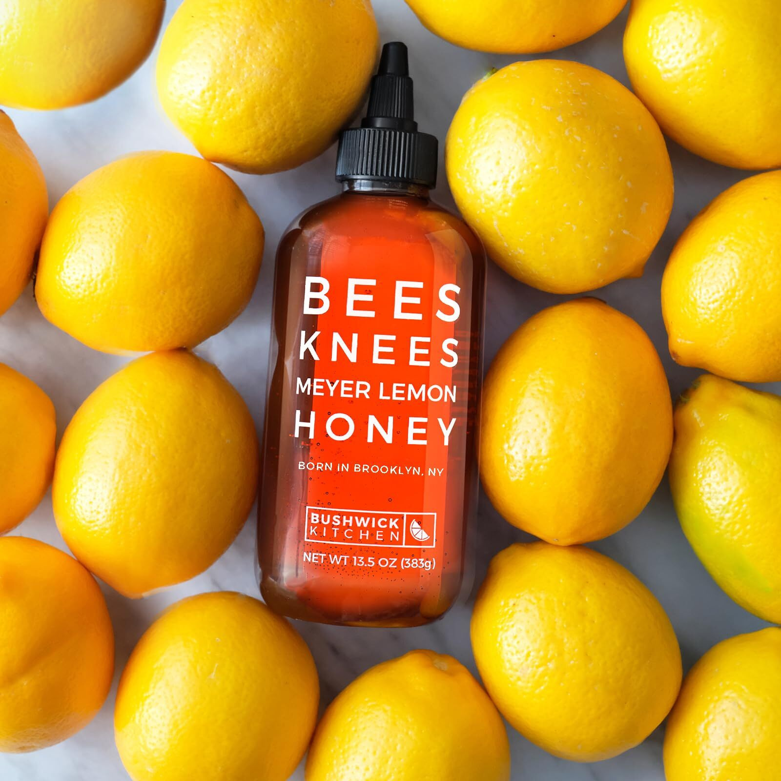 Bees Knees Meyer Lemon Honey, 12.5 Oz, Pure Honey With Citrus, Gluten Free, Paleo Friendly Wildflower Natural Honey For Tea, Cooking, Food Gifts, Unique Gifts