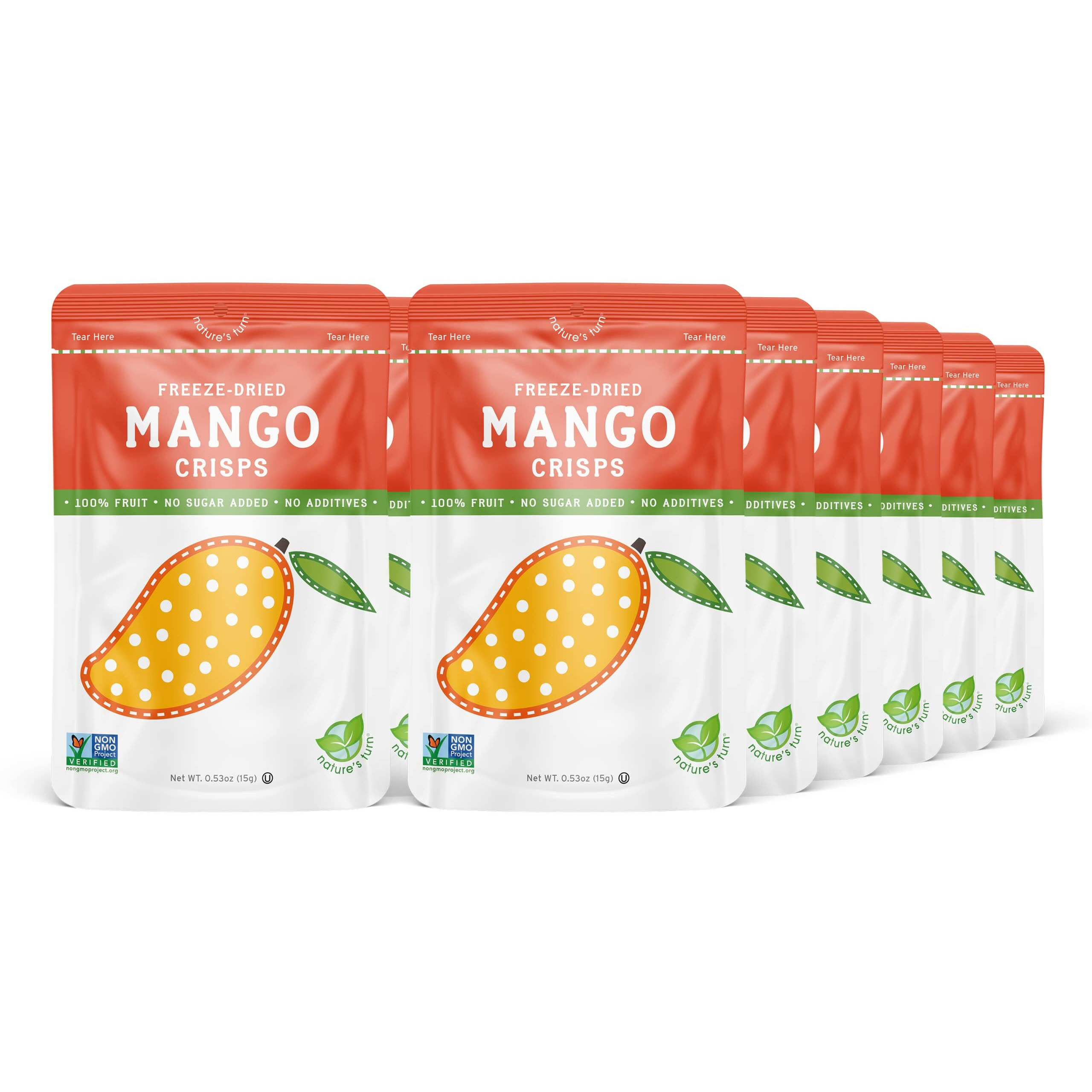 Nature's Turn Freeze-Dried Fruit Snacks, Mango Crisps, Pack Of 12 (0.53 Oz Each)