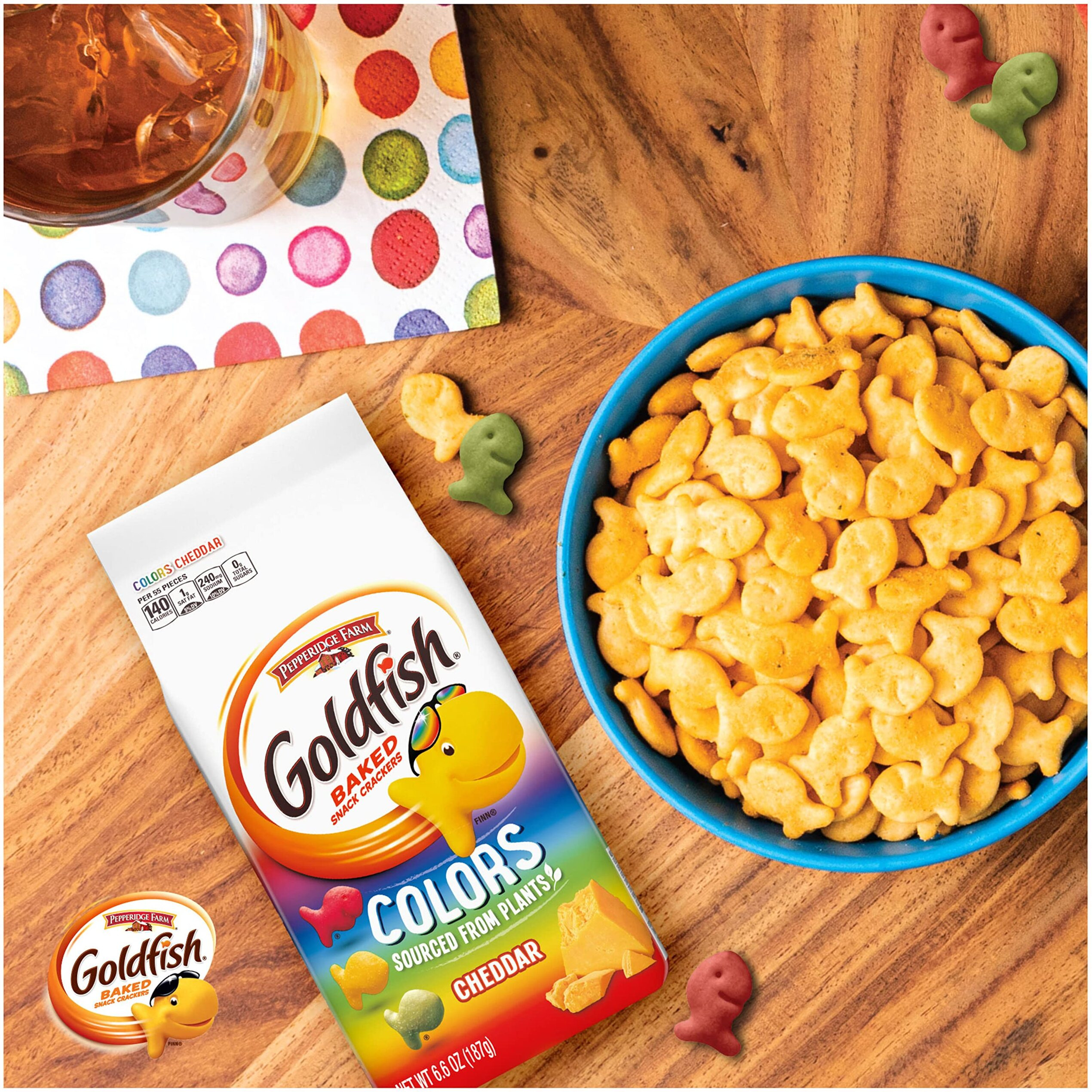 Goldfish Colors Cheddar Cheese Crackers, Baked Snack Crackers, 6.6 Oz Bag (Pack Of 6)