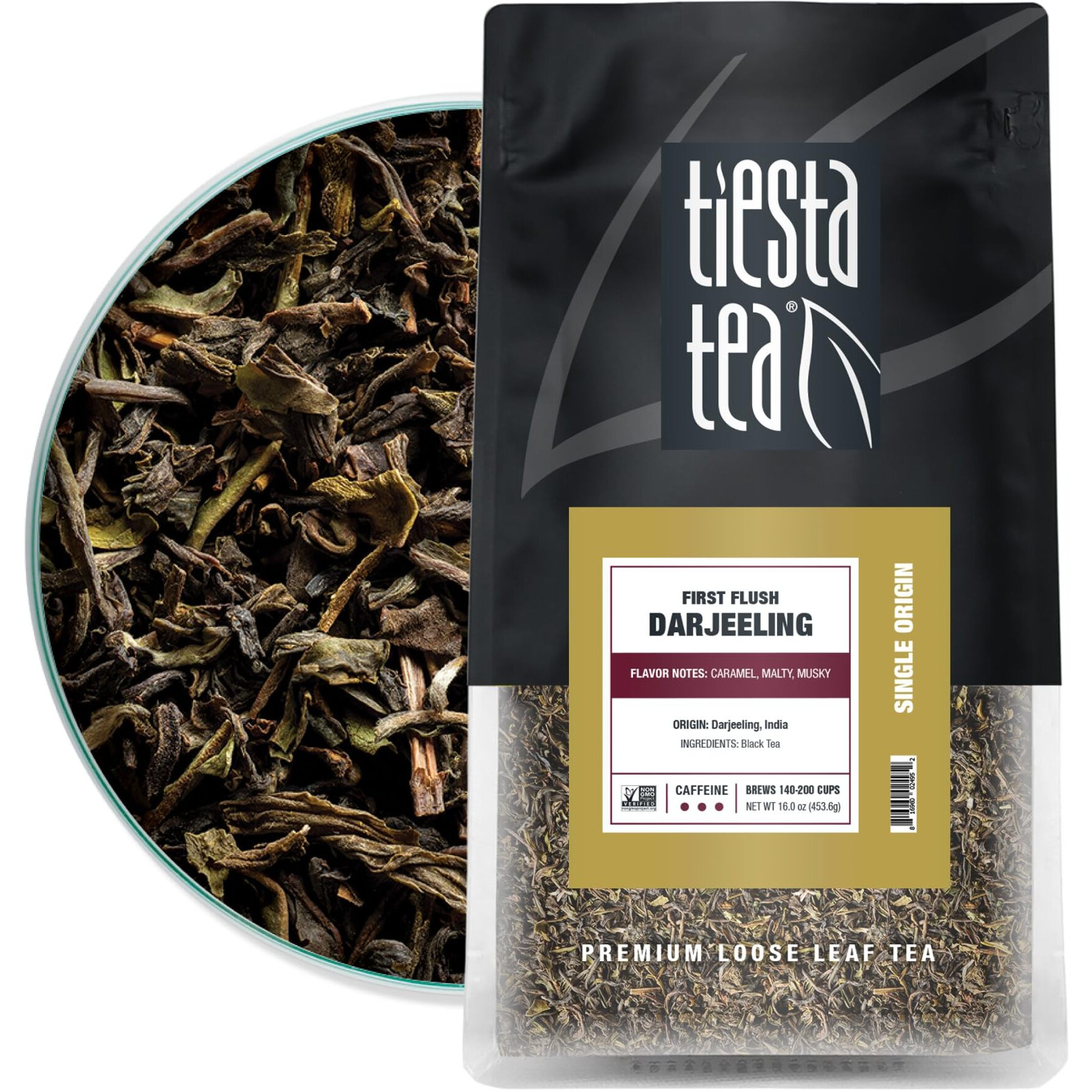 Tiesta Tea - First Flush Darjeeling Black Tea | Single Origin Premium Loose Leaf From India | 100% Pure Unblended High Caffeinated Tea | Hot Or Iced Tea & Up To 200 Cups - 16Oz Resealable Bulk Pouch