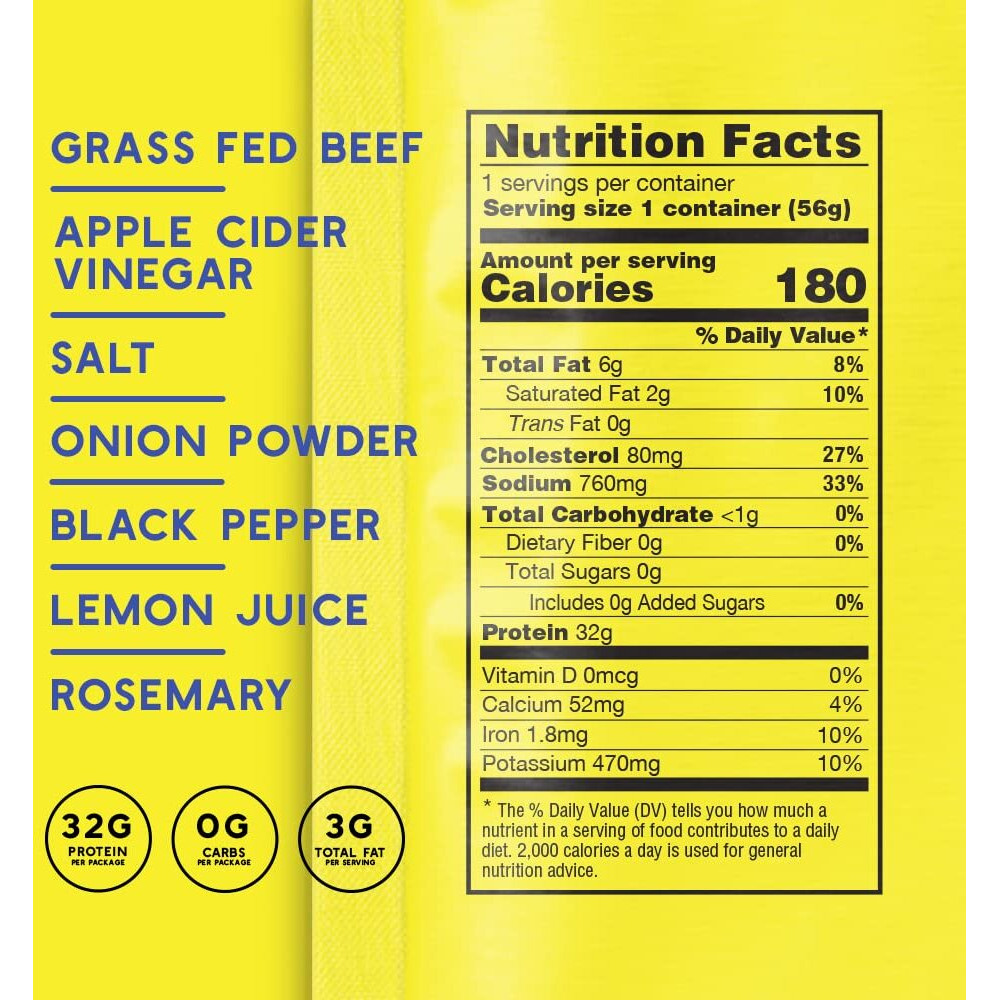 Brooklyn Biltong Air Dried Grass Fed Beef Snack, South African Beef Jerky (8Oz, Pack Of 2) - Whole30 Approved, Paleo, Keto, Gluten Free, Sugar Free, Made In Usa - (Lemon Pepper)