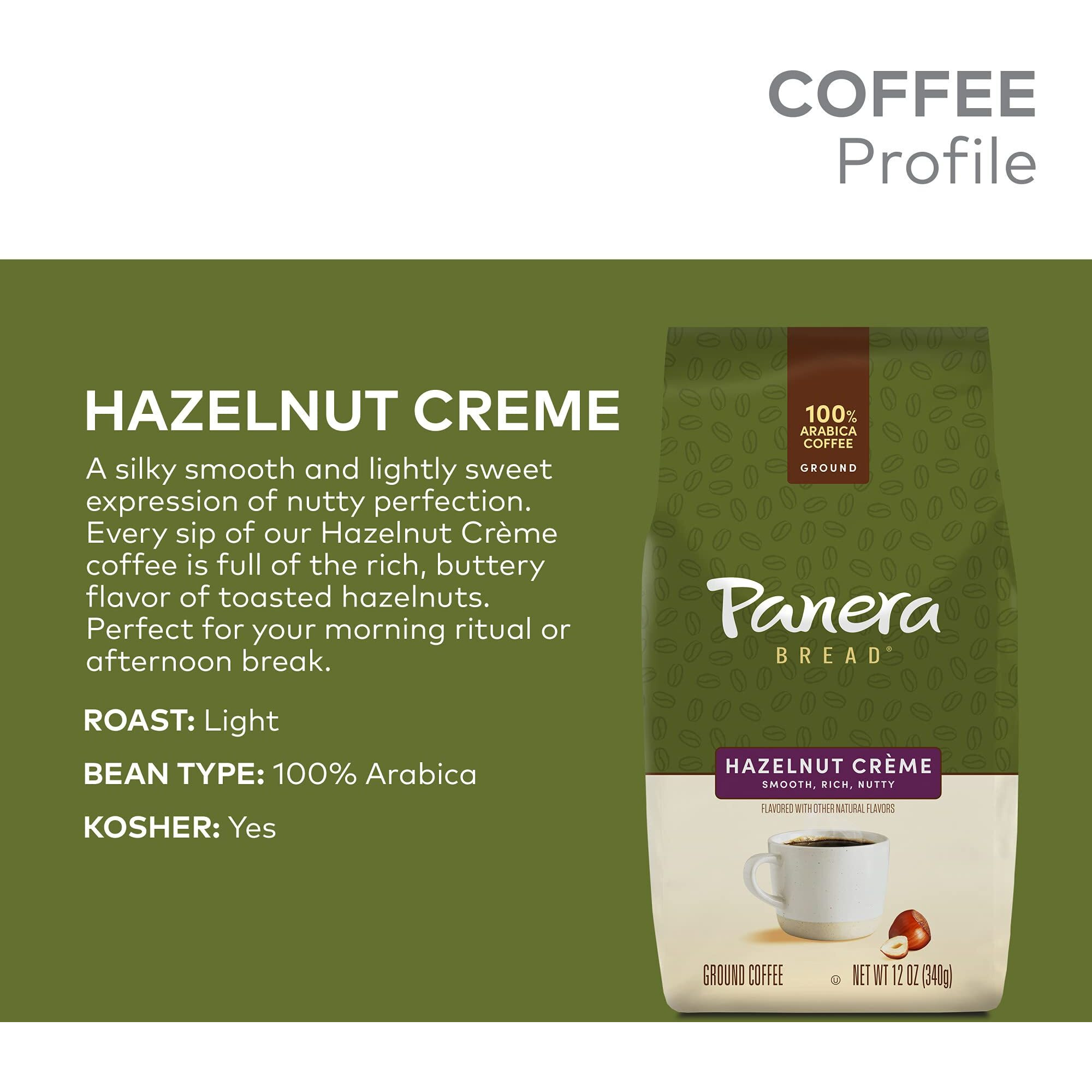 Panera Hazelnut Crme, Ground Coffee, Flavored Coffee, Bagged 12Oz.