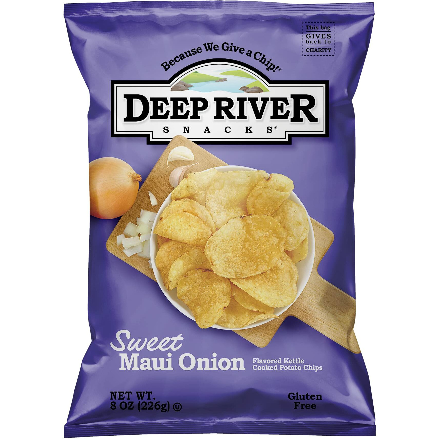 Deep River Snacks Sweet Maui Onion Kettle Cooked Potato Chips, Non Gmo, 8 Ounce (Pack Of 12)