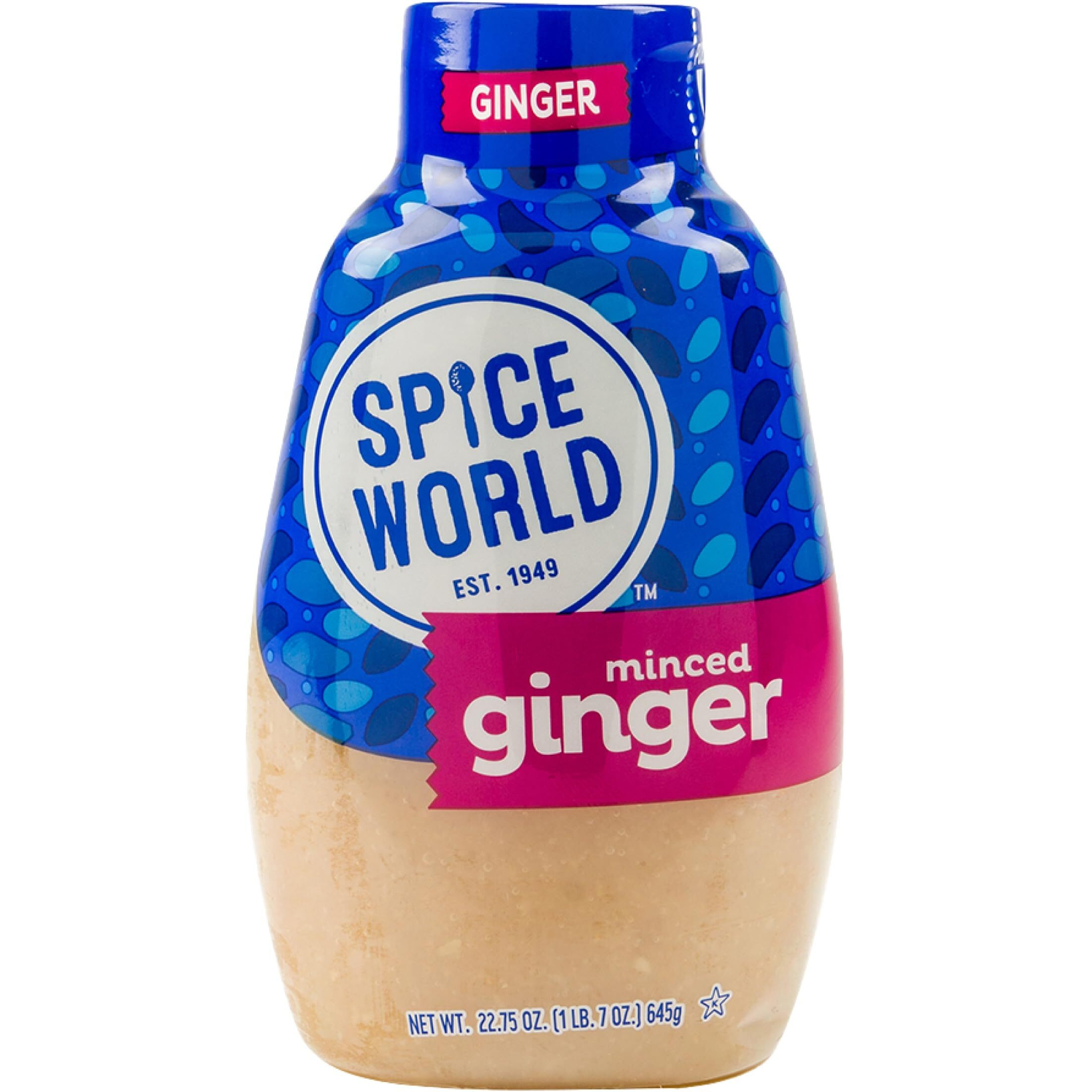 Spice World Squeezable Minced Ginger - 22.75Oz Ready-To-Use Perfect For Stir Fry, Marinades, & More - Simply Squeeze The Ginger Seasonings For Cooking To Add Flavor Without Prep Or Mess