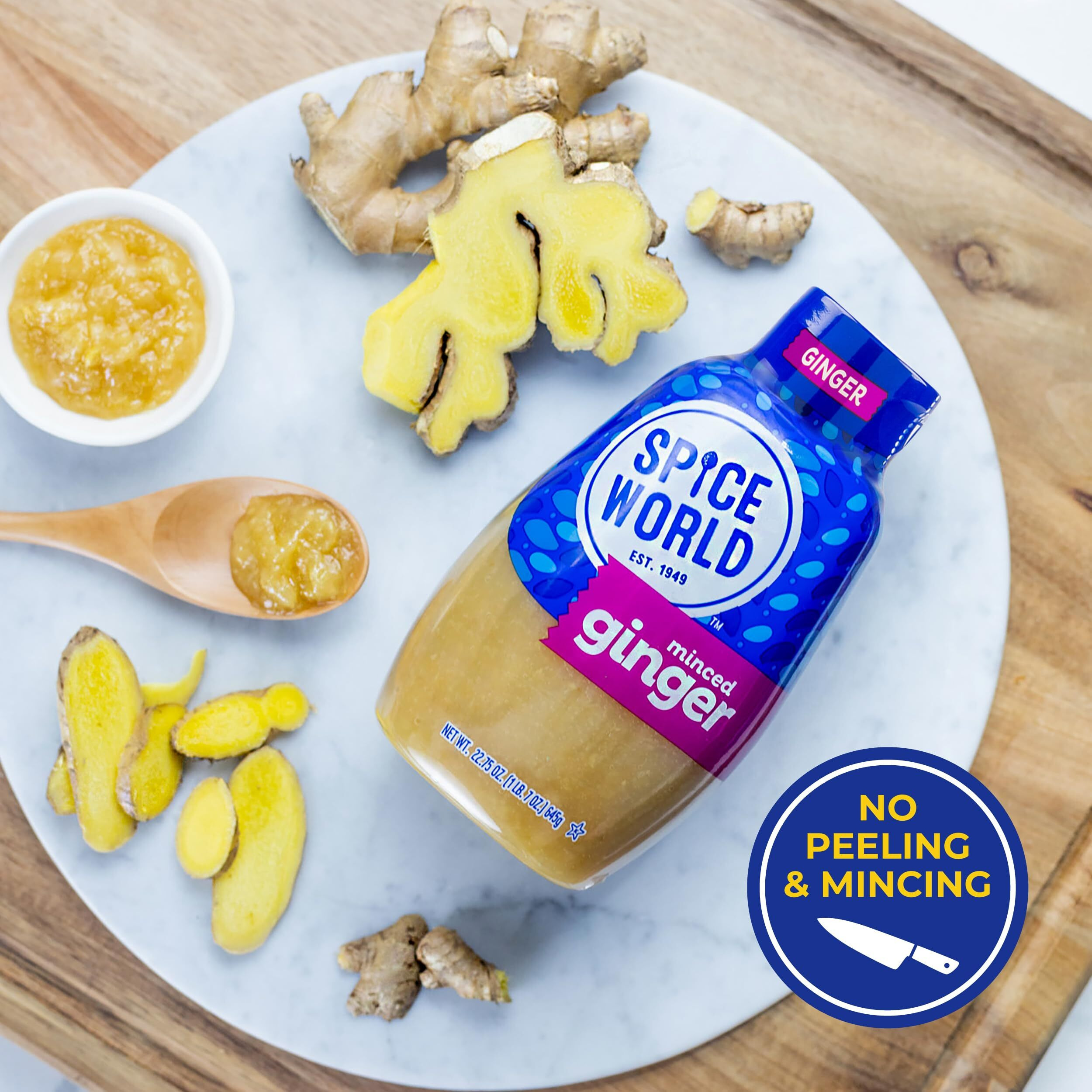 Spice World Squeezable Minced Ginger - 22.75Oz Ready-To-Use Perfect For Stir Fry, Marinades, & More - Simply Squeeze The Ginger Seasonings For Cooking To Add Flavor Without Prep Or Mess