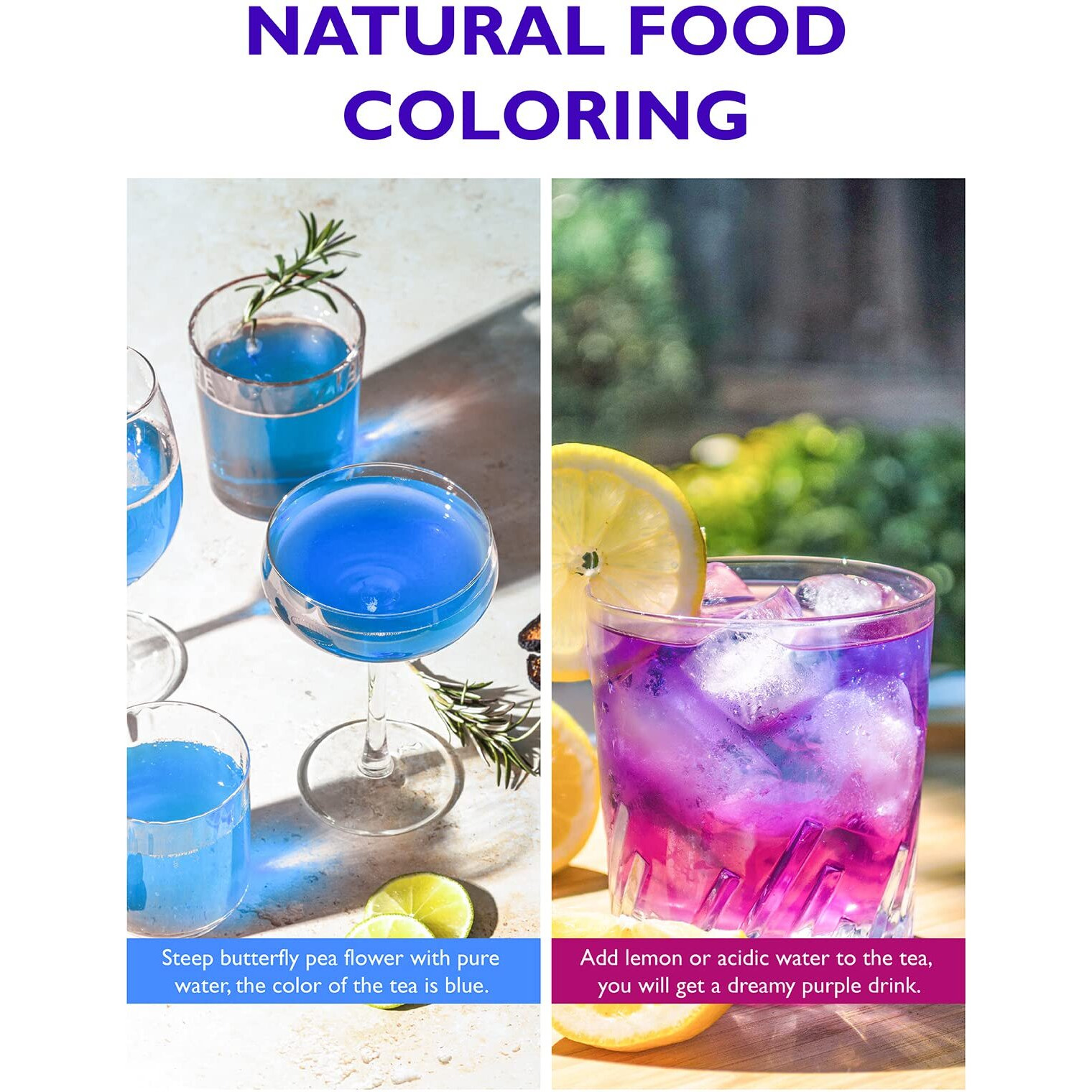 Teelux Butterfly Pea Flower Tea Bags, Natural Butterfly Pea Tea, Premium Dried Butterfly Pea Flower For Blue & Purple Drinks And Food Coloring, 30 Tea Bags