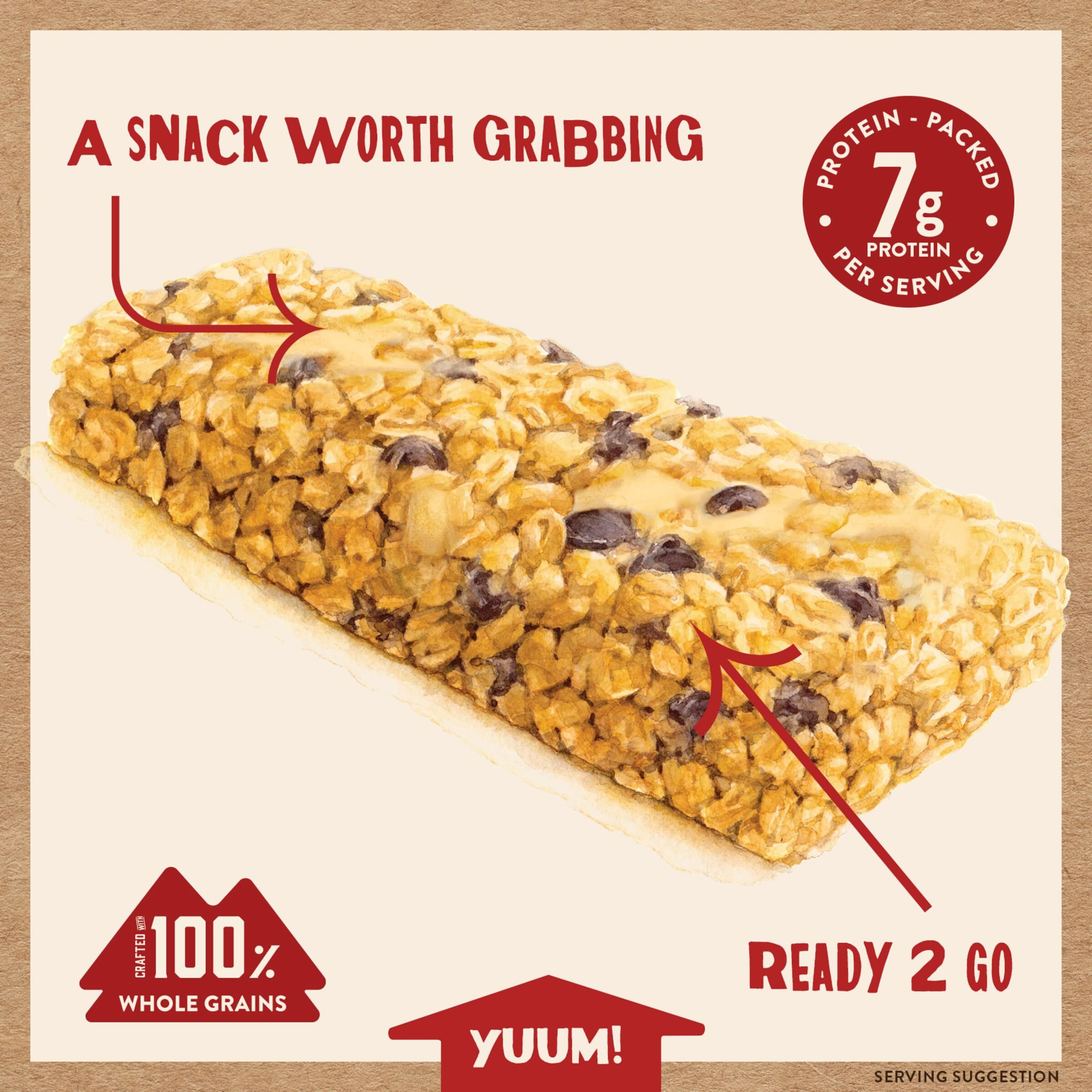 Kodiak Cakes Chewy Granola Snack Bars, Peanut Butter Chocolate Chip, High Protein, 100% Whole Grains, 12 Boxes With 5 Bars Each (60 Bars Total)