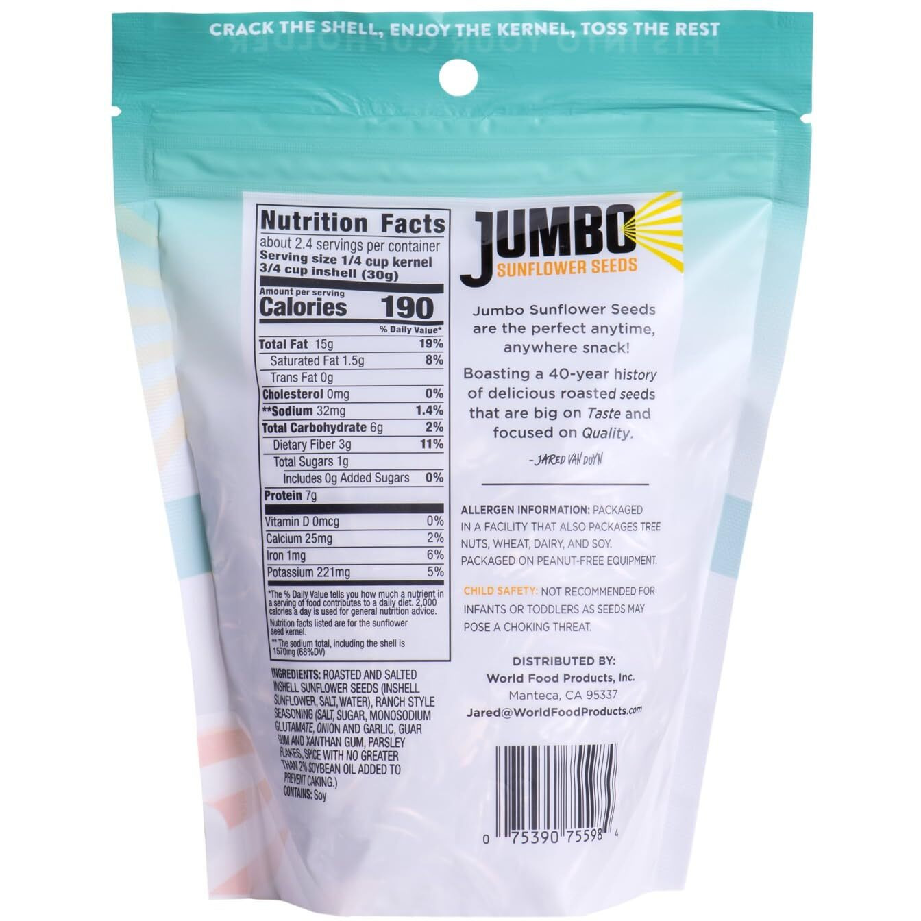 Jumbo Sunflower Seeds Sampler Pack - Original, Ranch, Pepper, Bbq, Chipotle, No Salt (11 Bags)