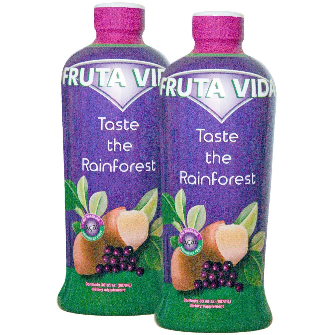 Fruta Vida - 2 Pack Of 30 Oz Bottles - Acai - Yerba Mate - Cupuacu Juice - By Pro Image International