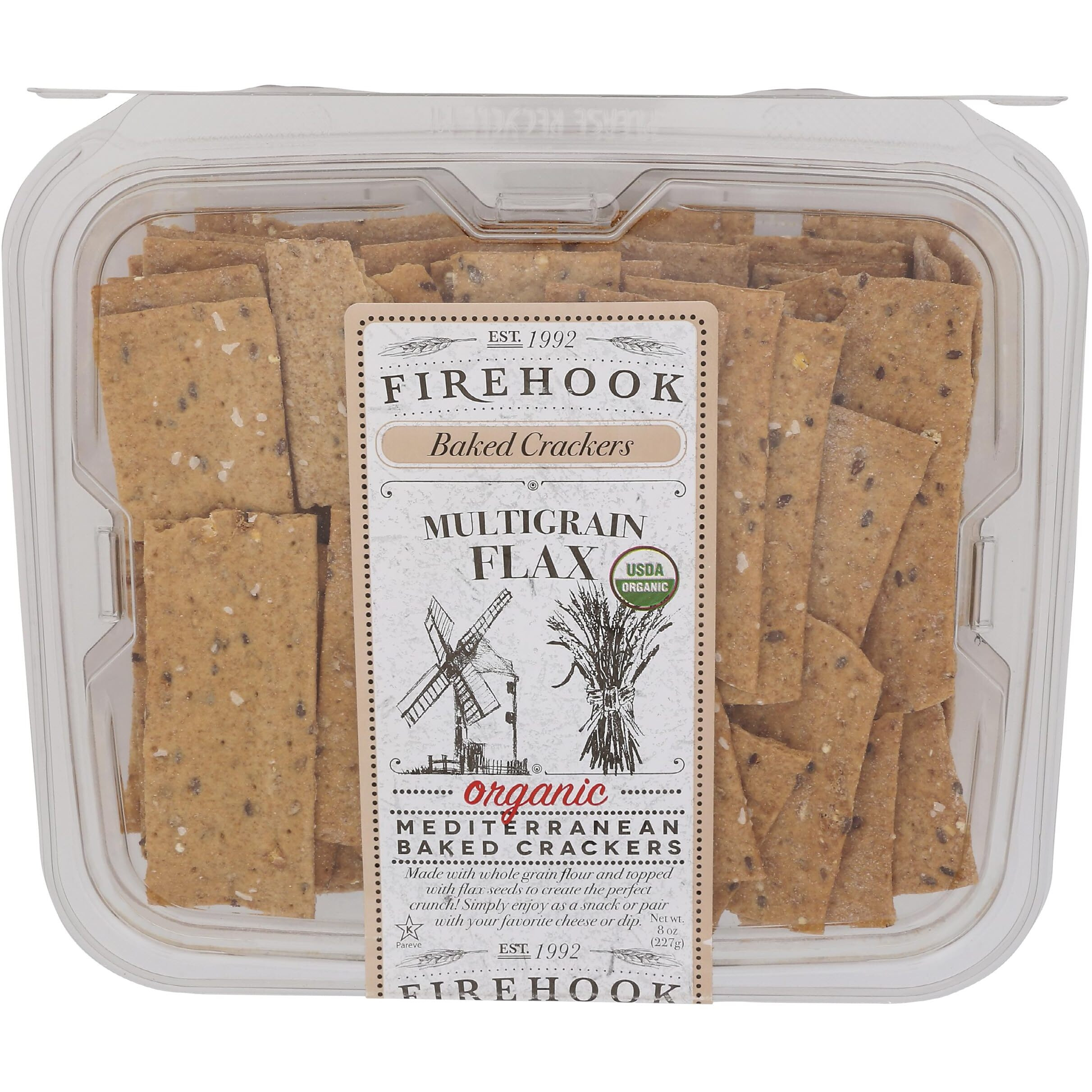 Firehook Baked Crackers Multigrain Flax Crackers, 8 Oz