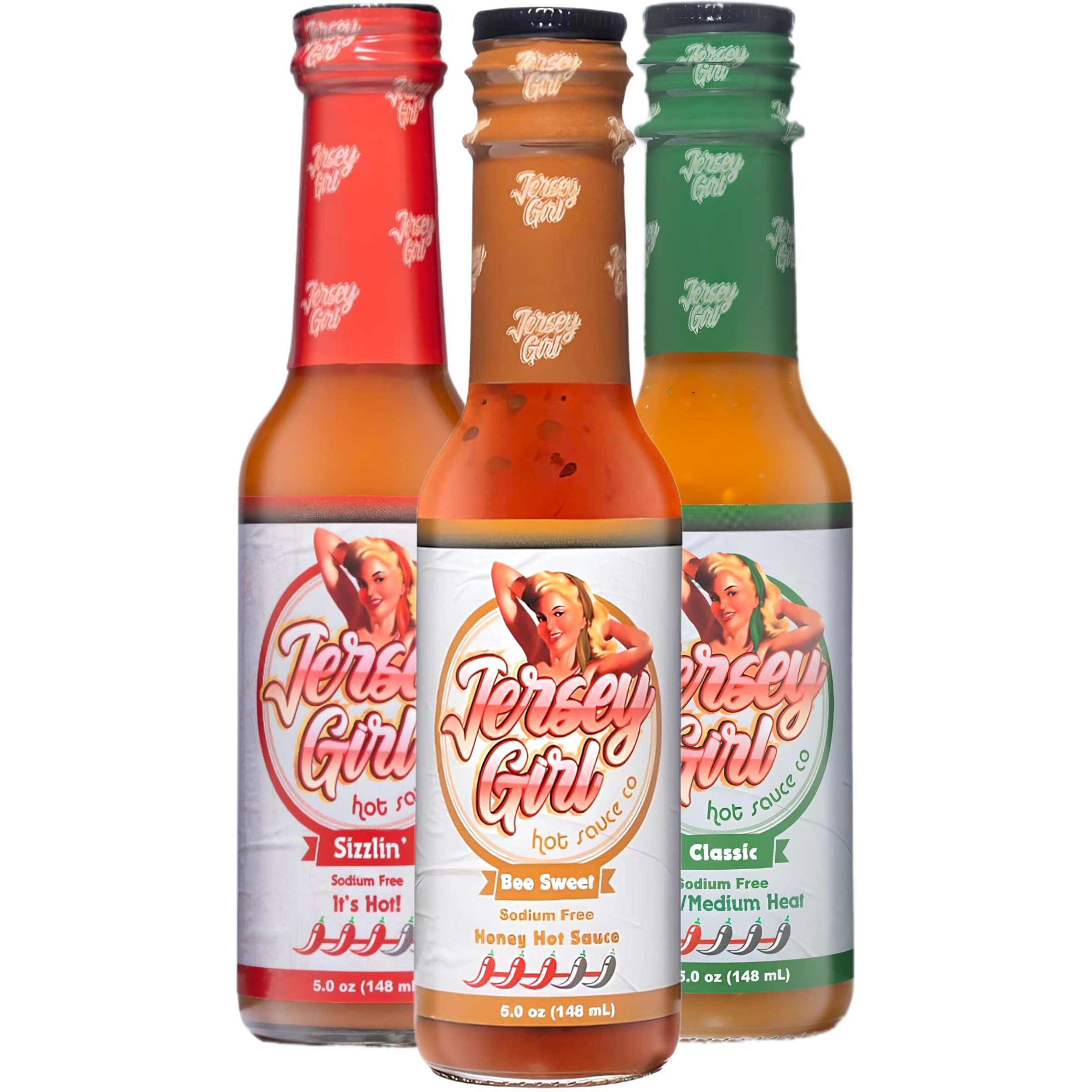 Jersey Girl Hot Sauce 5Oz (Variety) No Sodium/Salt Free - All Natural Craft Hot Sauce Sampler Pack