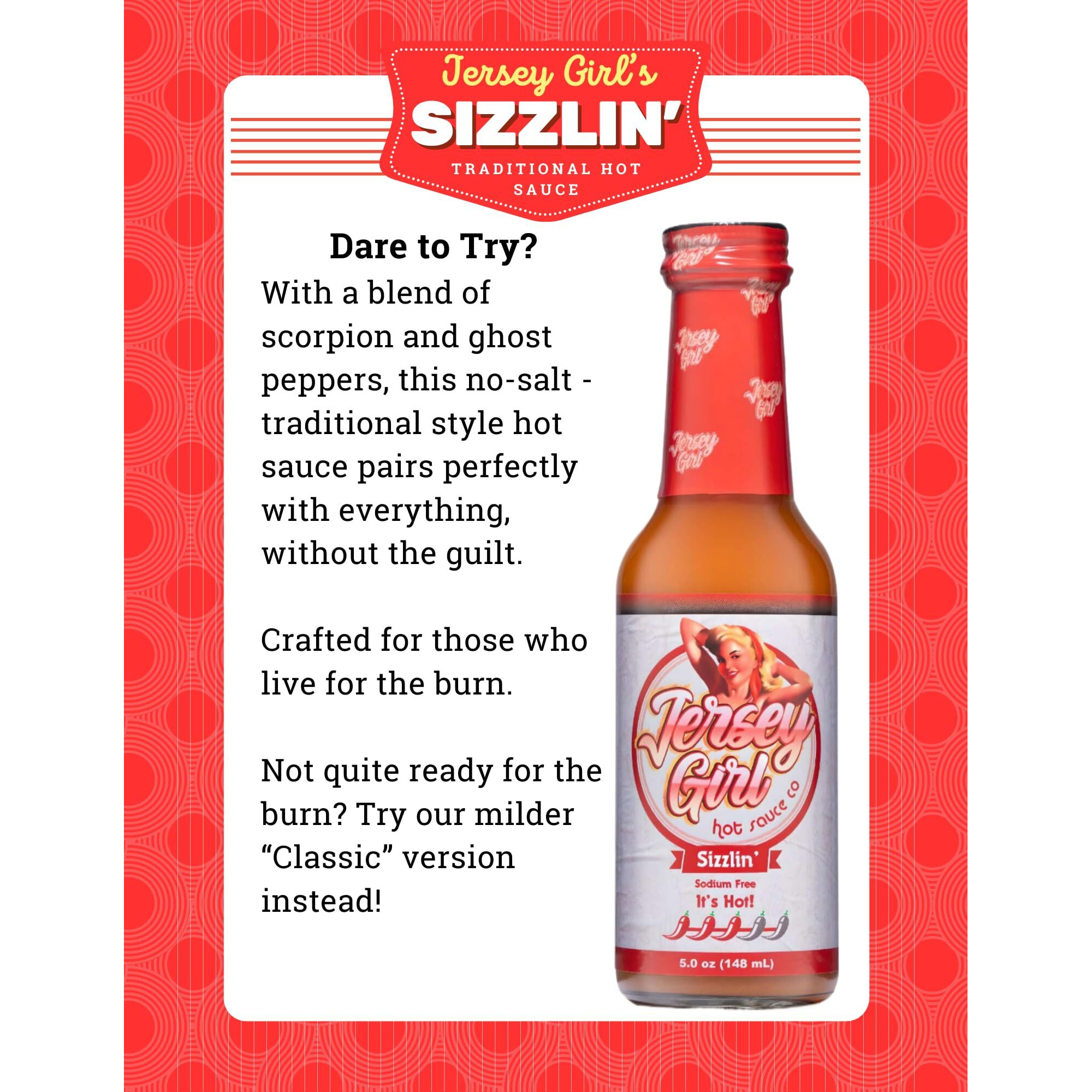 Jersey Girl Hot Sauce 5Oz (Variety) No Sodium/Salt Free - All Natural Craft Hot Sauce Sampler Pack