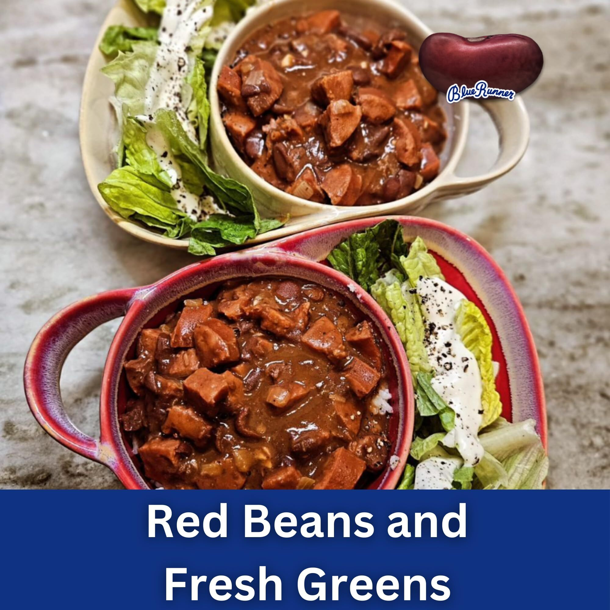 Blue Runner-Creole Cream Style Red Beans 16 Oz Can (Pack Of 12)-No Salt Added-Slow Cooked And Authentic Creole Kidney Beans