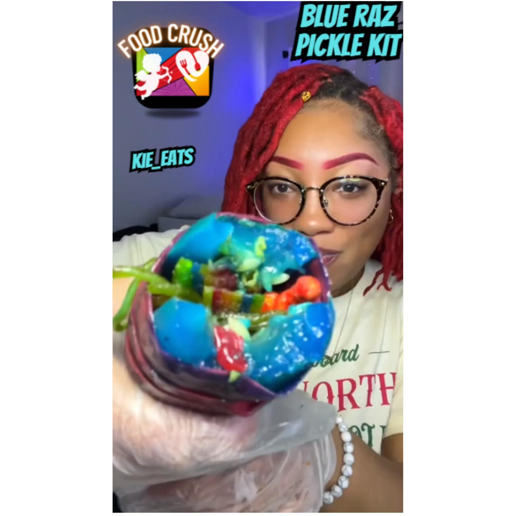Chamoy Pickle Kit + Blue Raspberry Pickle In A Pouch For 2 People (21 Pcs) Comes With Takis, Fruit Rollup, Lucas Gusano, Skwinkles, And Other Mexican Candy Snacks. Tiktok Trend Items By Food Crush