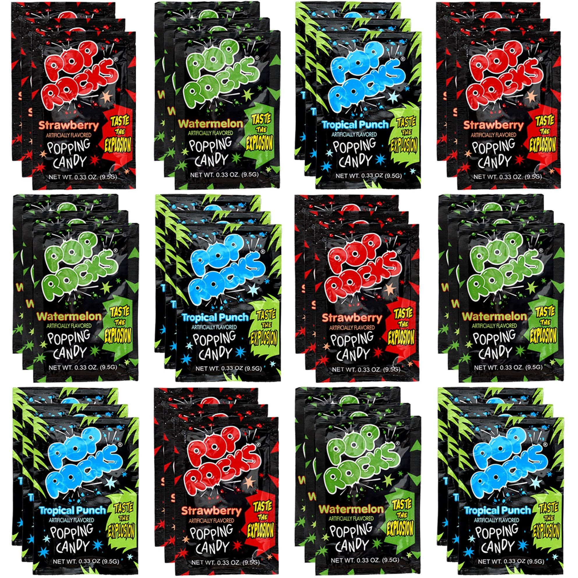 The Hampton Candy Company Pop Rocks Candy 36 Pack, 12 Flavors Of Each - Watermelon, Strawberry, Tropical Punch