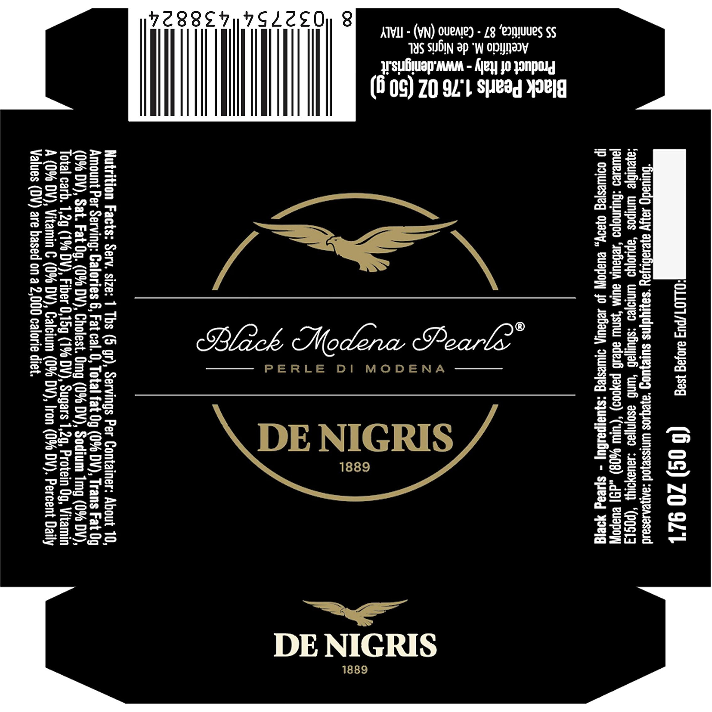 De Nigris Excellence Line - Black Modena Pearls 1,69 Oz (50Gr) | With Balsamic Vinegar From Modena Italy With Incredible Flavors