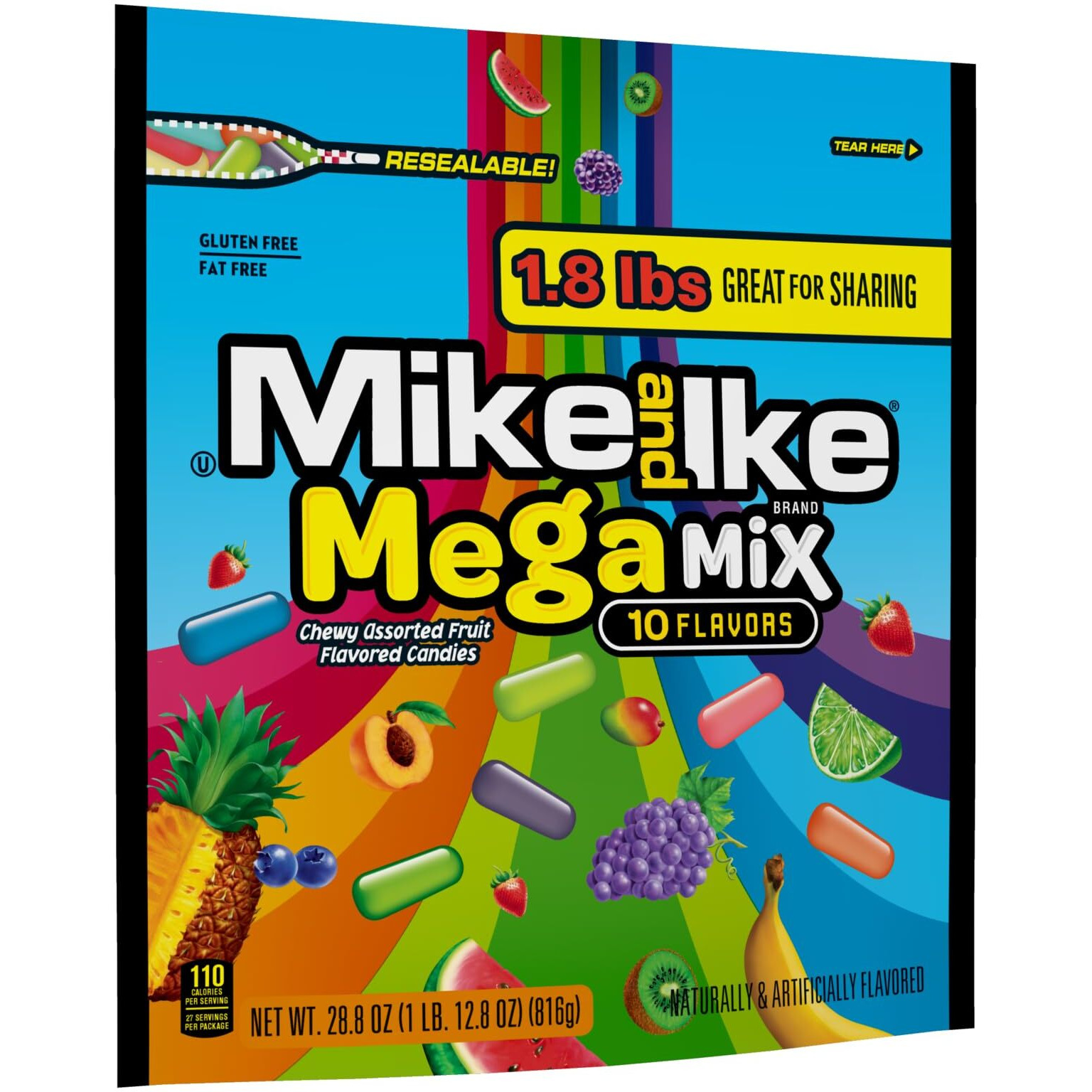 Mega Mix Mike And Ike Candy, 28.8 Ounce Bag (Pack Of 1), Chewy Candy, Vending Machine Candy, Gummy Candy Mix