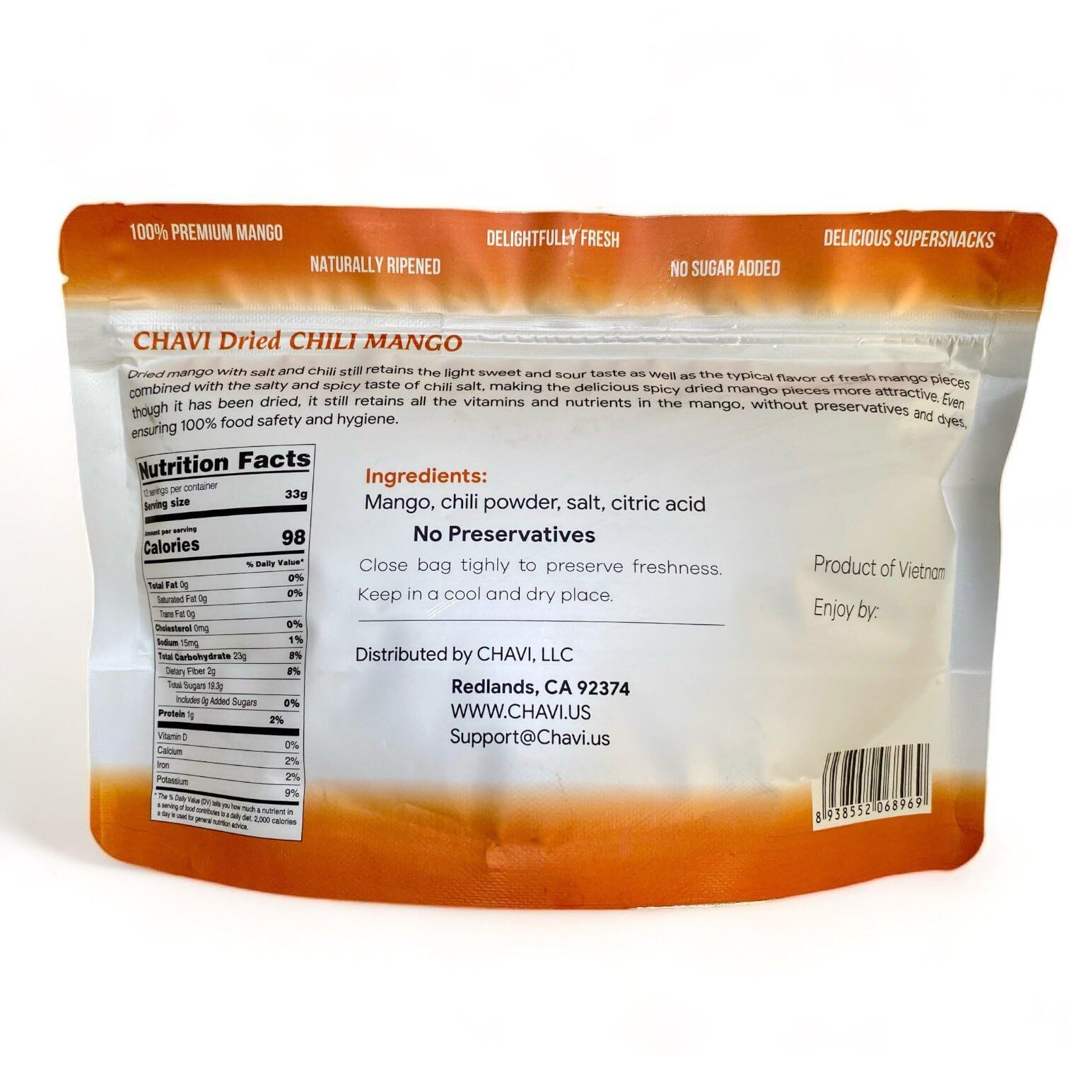 Chavi Dried Chili Mango | 28 Oz | Pack Of 2 X 14 Oz | No Added Sugars | Naturally Sweet | Healthy Sinple Ingredients Superfood - Family Supersnacks | Unsulfured, Vegan, Non-Gmo, Gluten-Free (Pack Of 2)