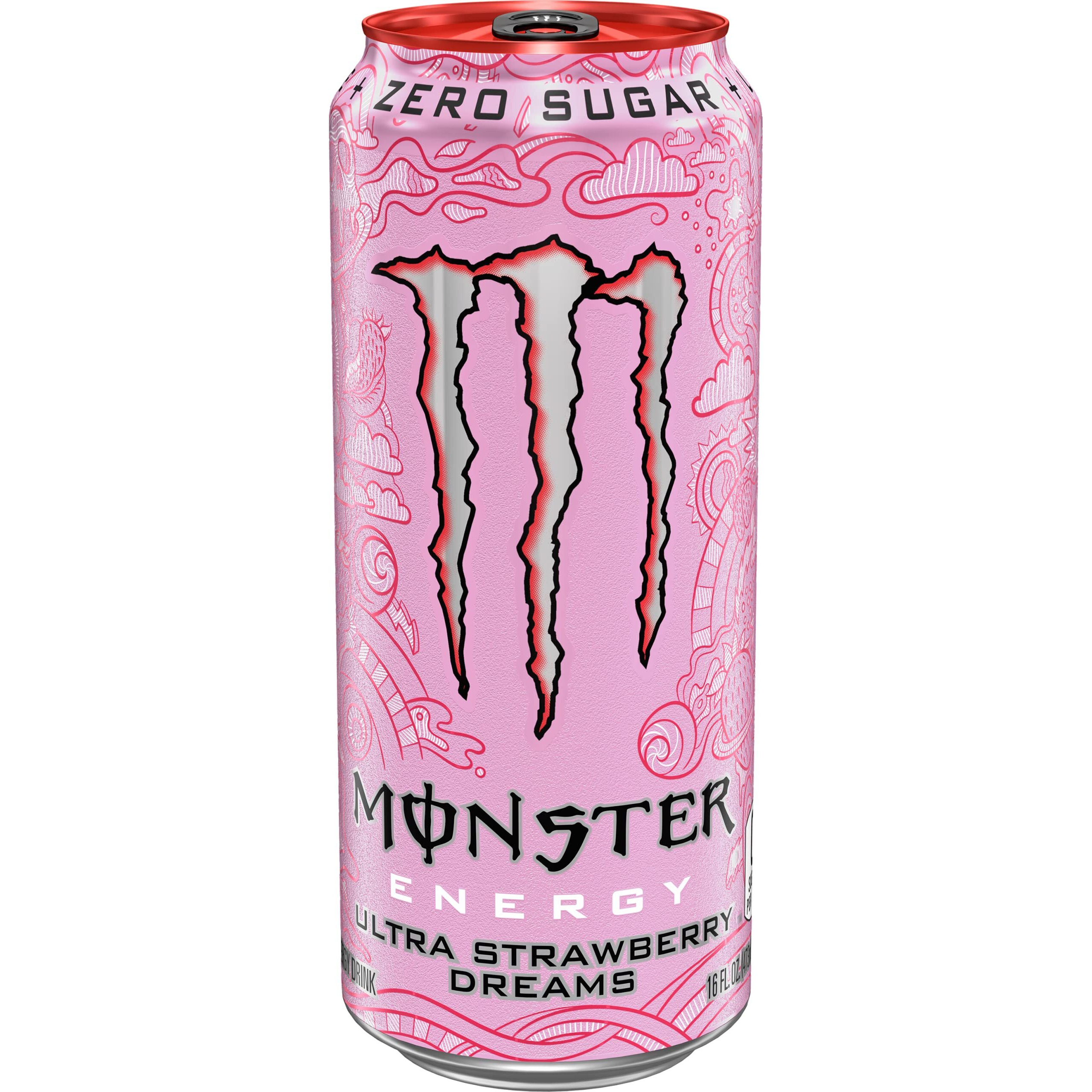 Monster Energy Ultra Strawberry Dreams, Sugar Free Energy Drink, 16 Ounce (Pack Of 15)