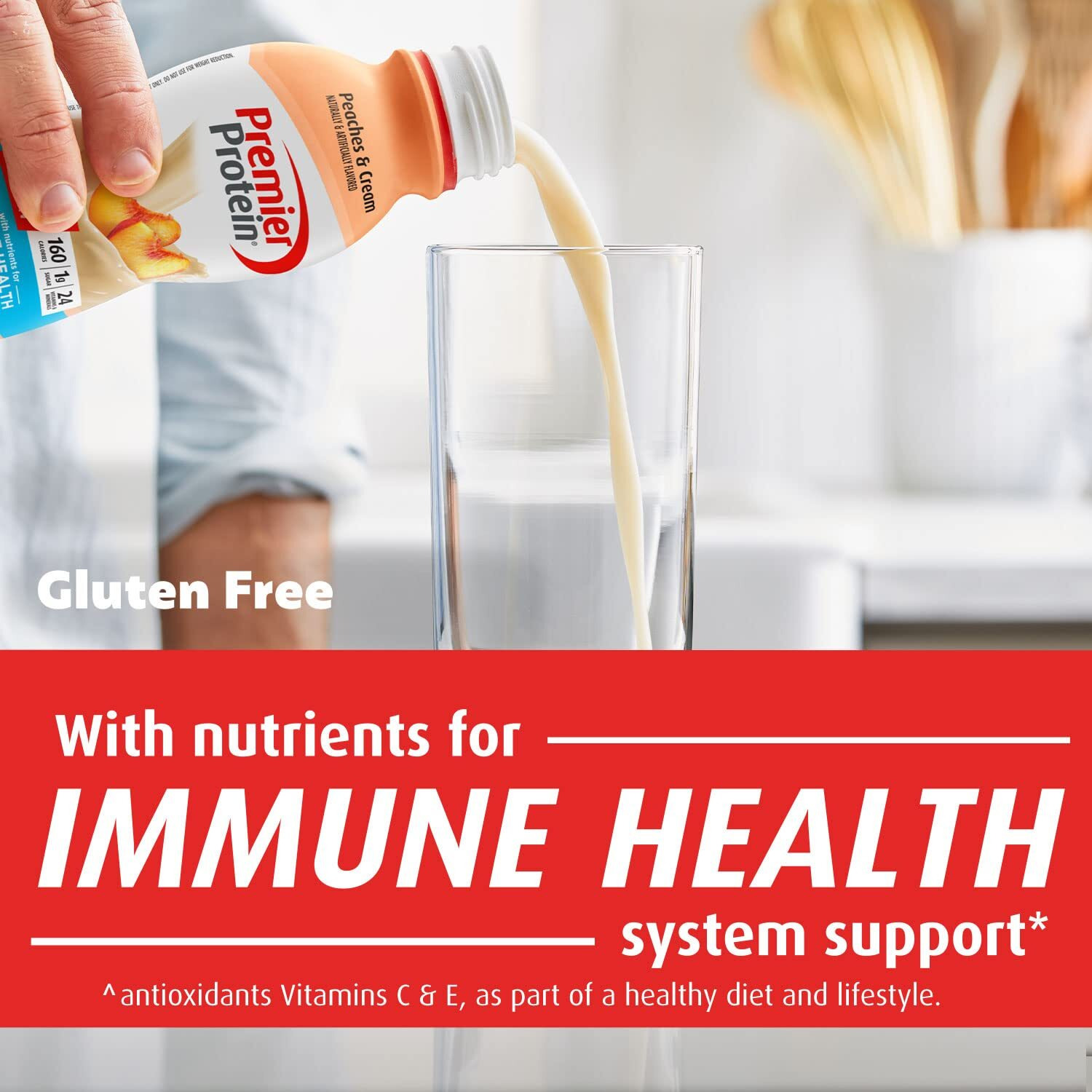 Premier Protein Shake 30G 1G Sugar 24 Vitamins Minerals Nutrients To Support Immune Health, Peaches & Cream, 11.5 Fl Oz (Pack Of 12), Total 138 Fl Oz