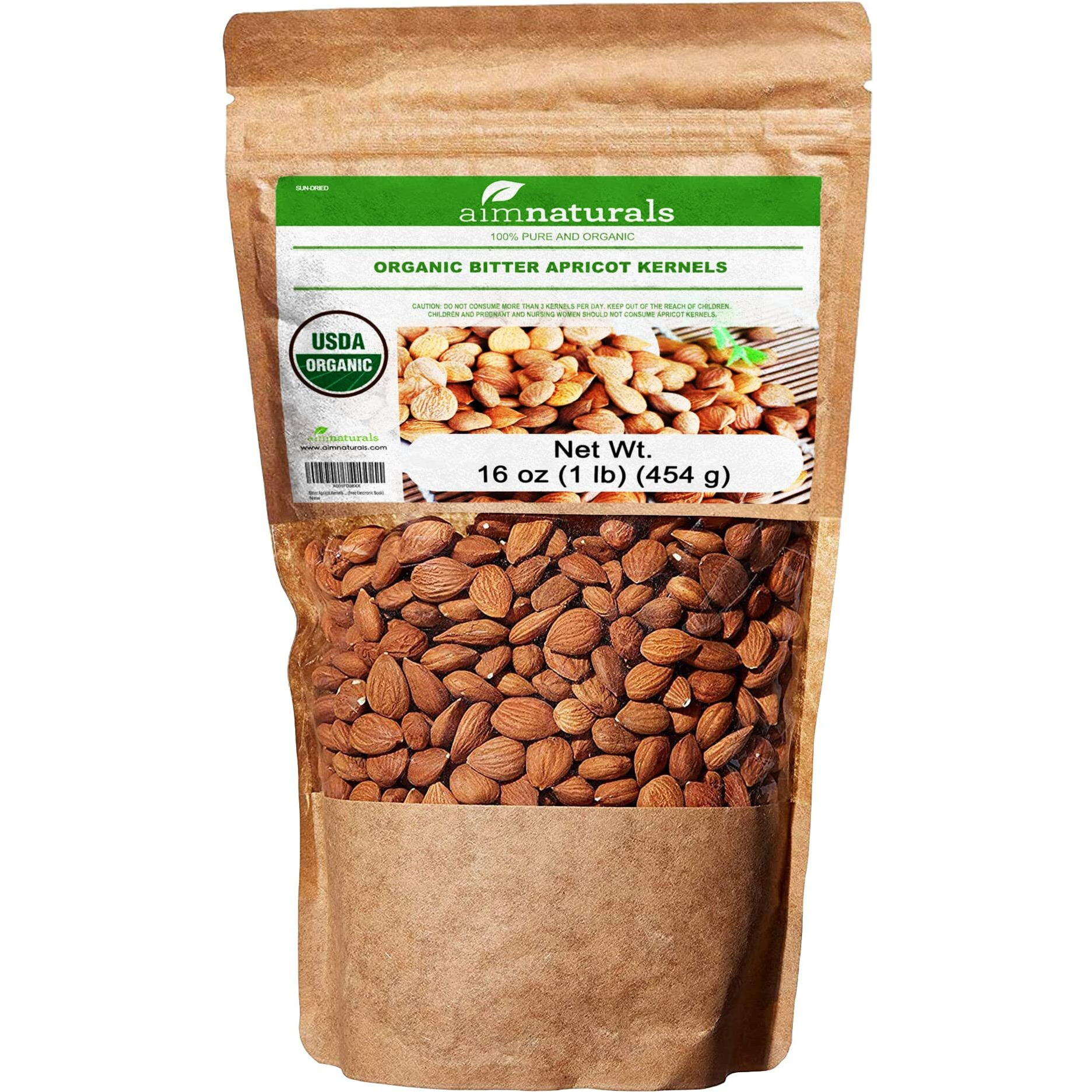 Bitter Apricot Kernels Organic Raw (1Lb) -100% Usda Organic Certified - Product Of Turkey (Free Electronic Book)