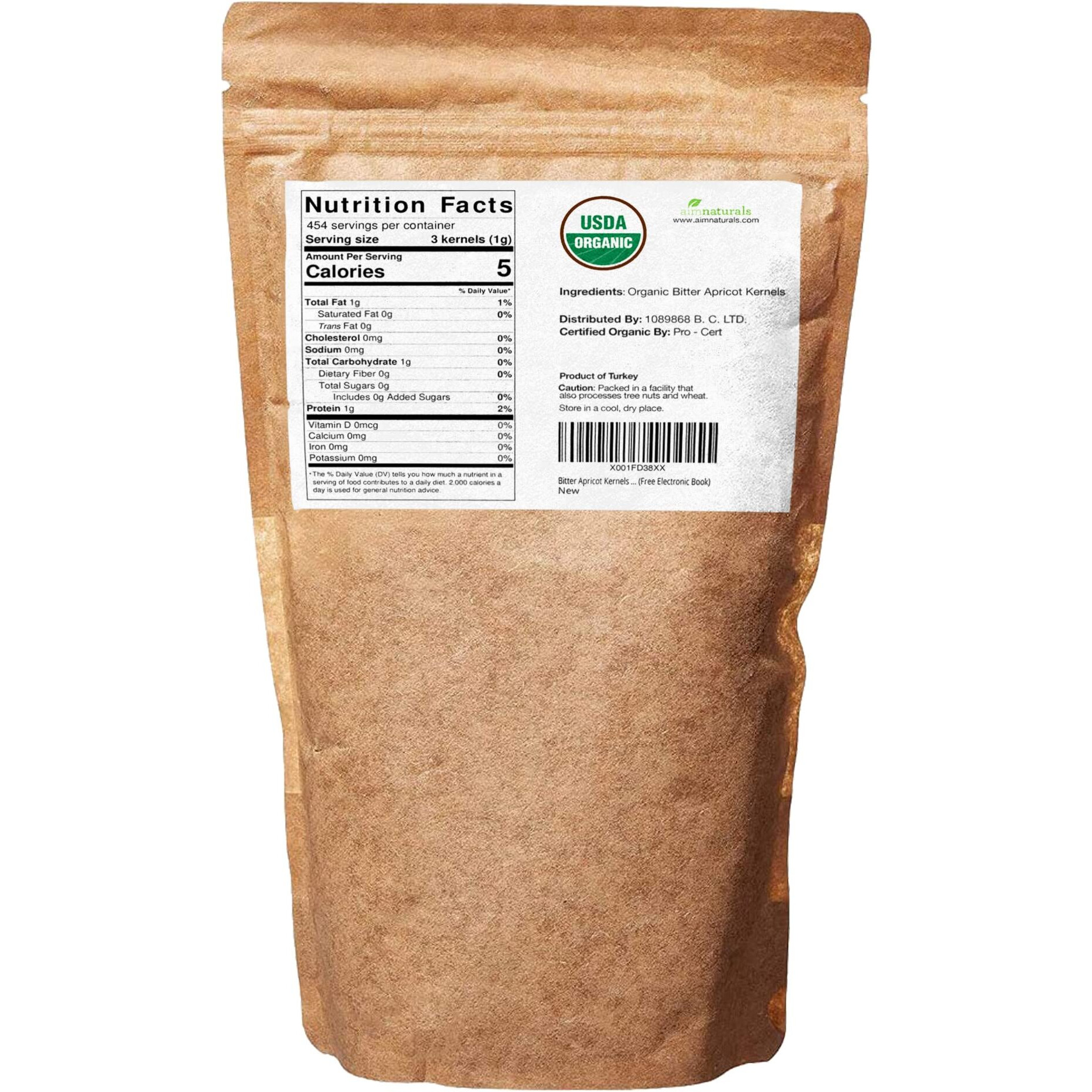 Bitter Apricot Kernels Organic Raw (1Lb) -100% Usda Organic Certified - Product Of Turkey (Free Electronic Book)