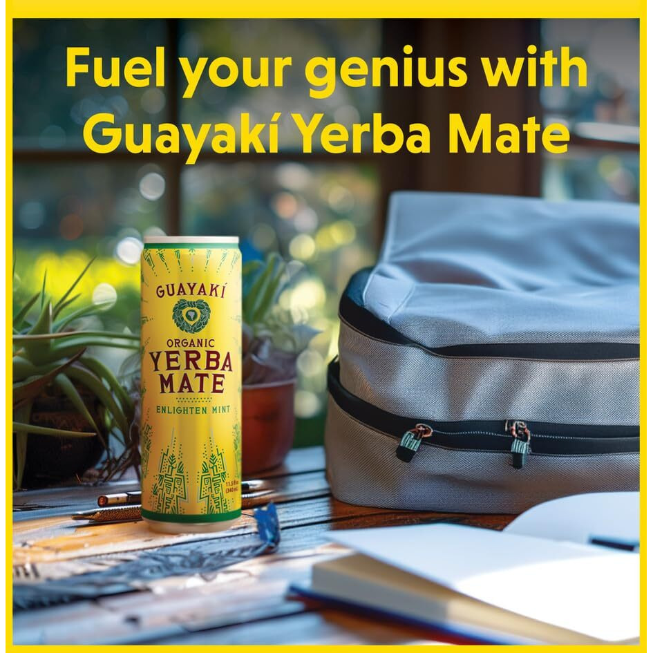 Guayak   Yerba Mate, Energy Drink Alternative, Variety Pack (Organic Enlighten Mint, Revel Berry, Bluephoria Flavors), 15.5 Oz (Pack Of 12), 150Mg Natural Caffeine, Back To School College Essential, Smooth Energy & Focus