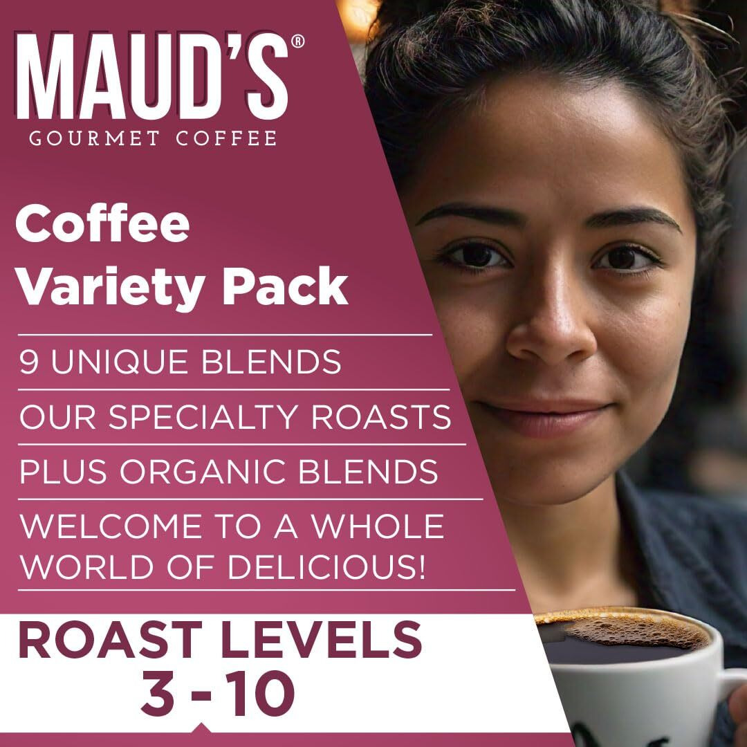 Maud's Original Flavored Coffee Pods Variety Pack, 80 Ct | 9 Assorted Coffee Flavors | 100% Arabica Roasted Coffee | Solar Energy Produced Recyclable Pods Compatible With Keurig K Cups Maker