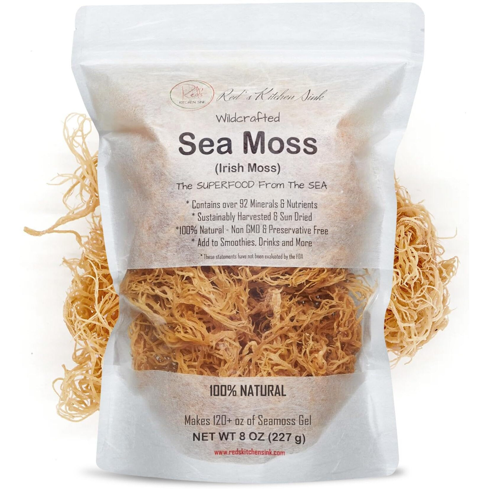 Sea Moss | Irish Sea Moss | Wildcrafted - 100% Natural, Makes 120+ Oz Of Seamoss Gel, From St. Lucia | Dr. Sebi - 8Oz