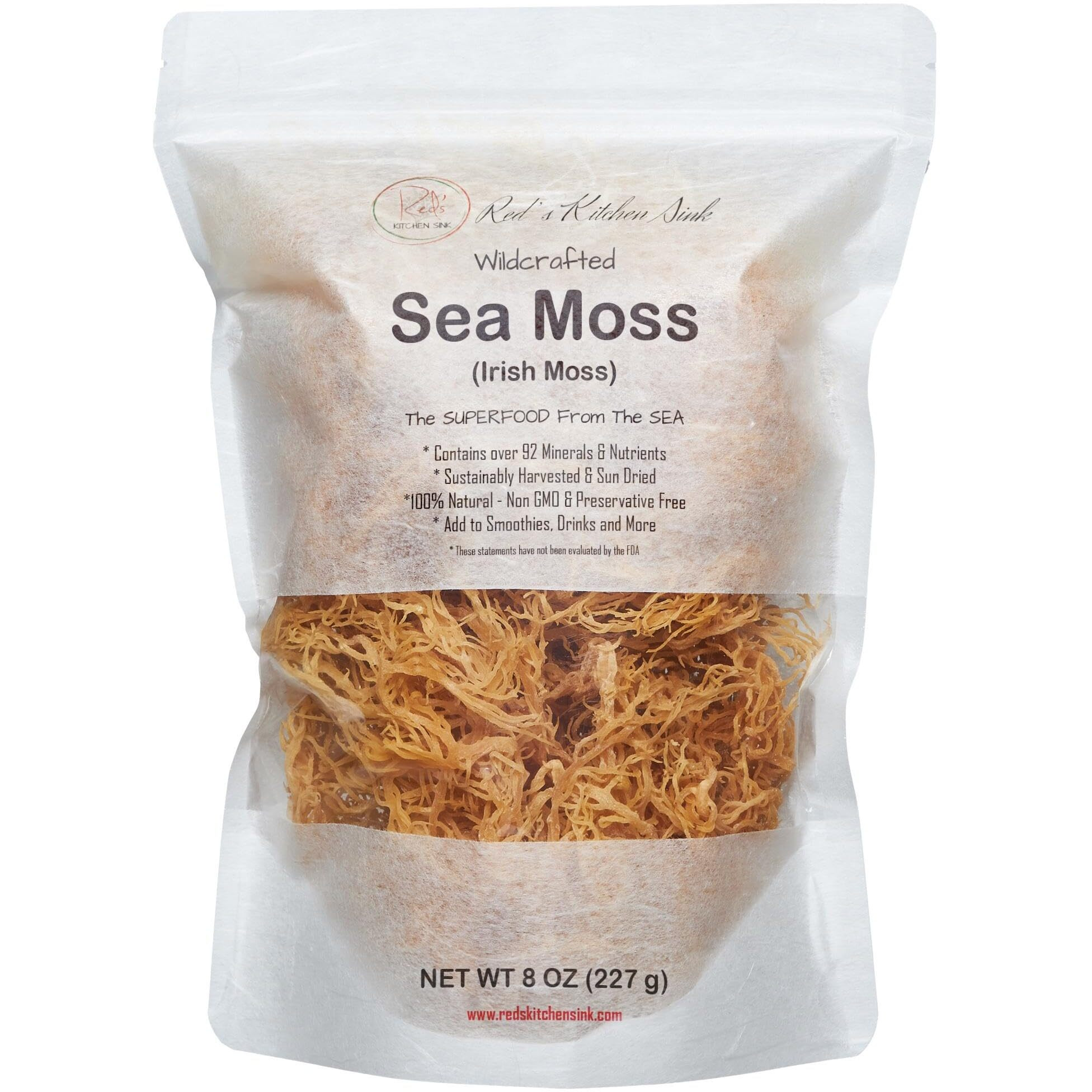 Sea Moss | Irish Sea Moss | Wildcrafted - 100% Natural, Makes 120+ Oz Of Seamoss Gel, From St. Lucia | Dr. Sebi - 8Oz
