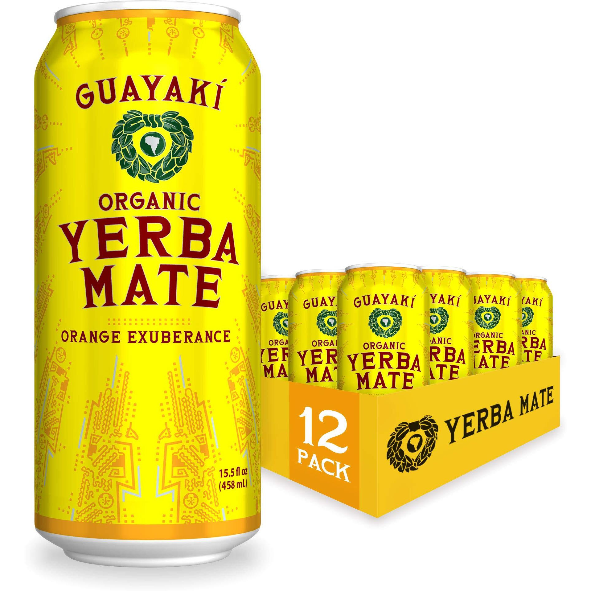 Guayak   Yerba Mate, Energy Drink Alternative, Organic Orange Exuberance Flavor, 15.5 Oz (Pack Of 12), 150Mg Natural Caffeine, Back To School College Essential, Smooth Energy & Focus