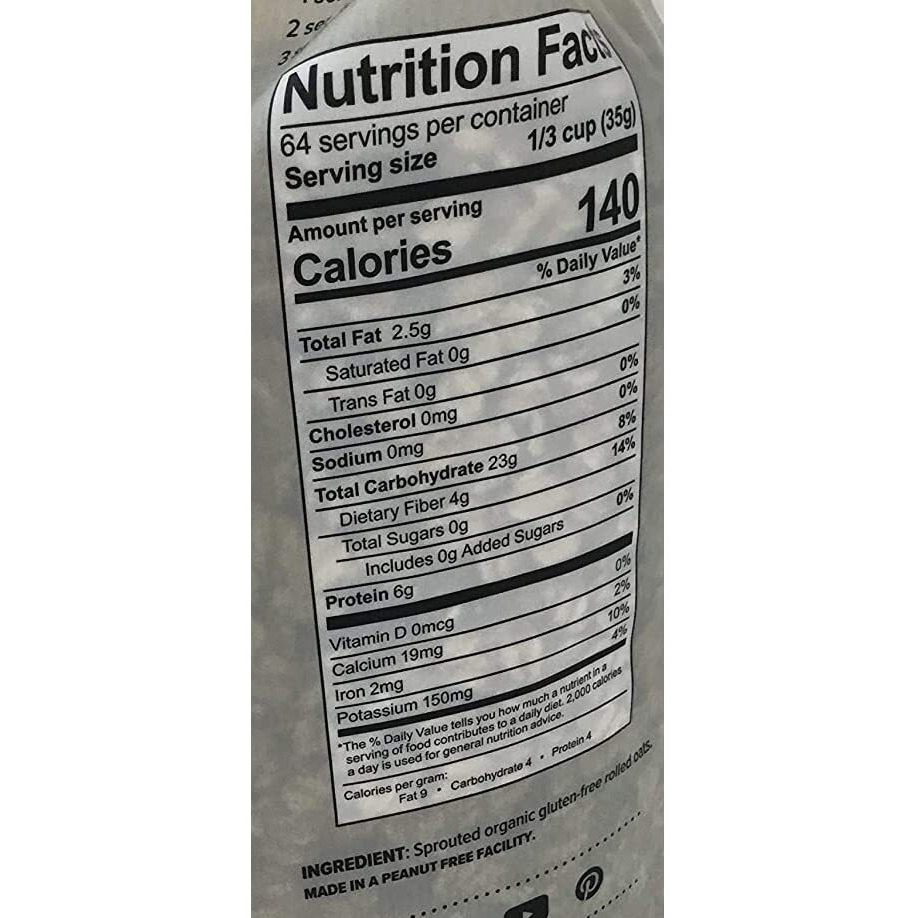 One Degree Gluten Free Sprouted Rolled Oats 5 Lbs.