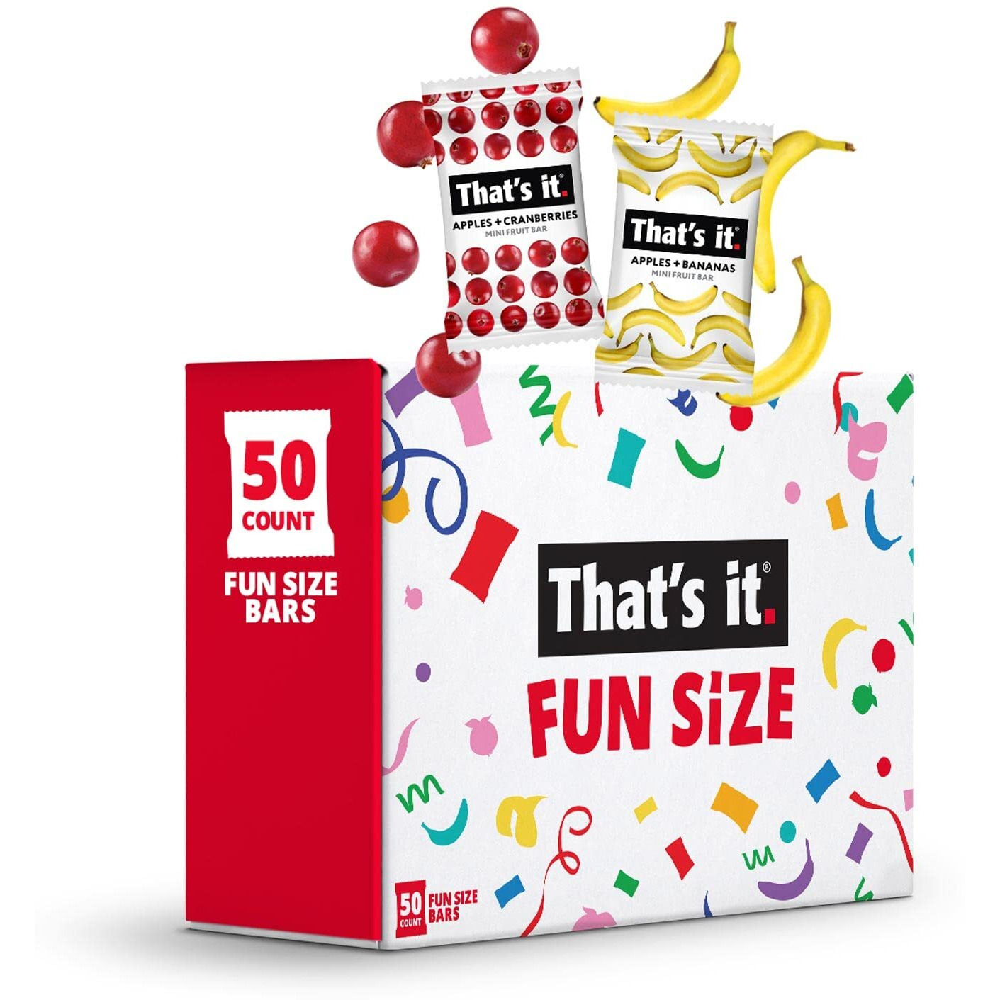 Thats It. Fun Size Fruit Bars Variety Pack(50 Pieces, 10G Each) With Apples + Bananas, Apples + Cranberries, Non-Gmo, Paleo And Kosher Friendly, Gluten Free Breakfast Snacks