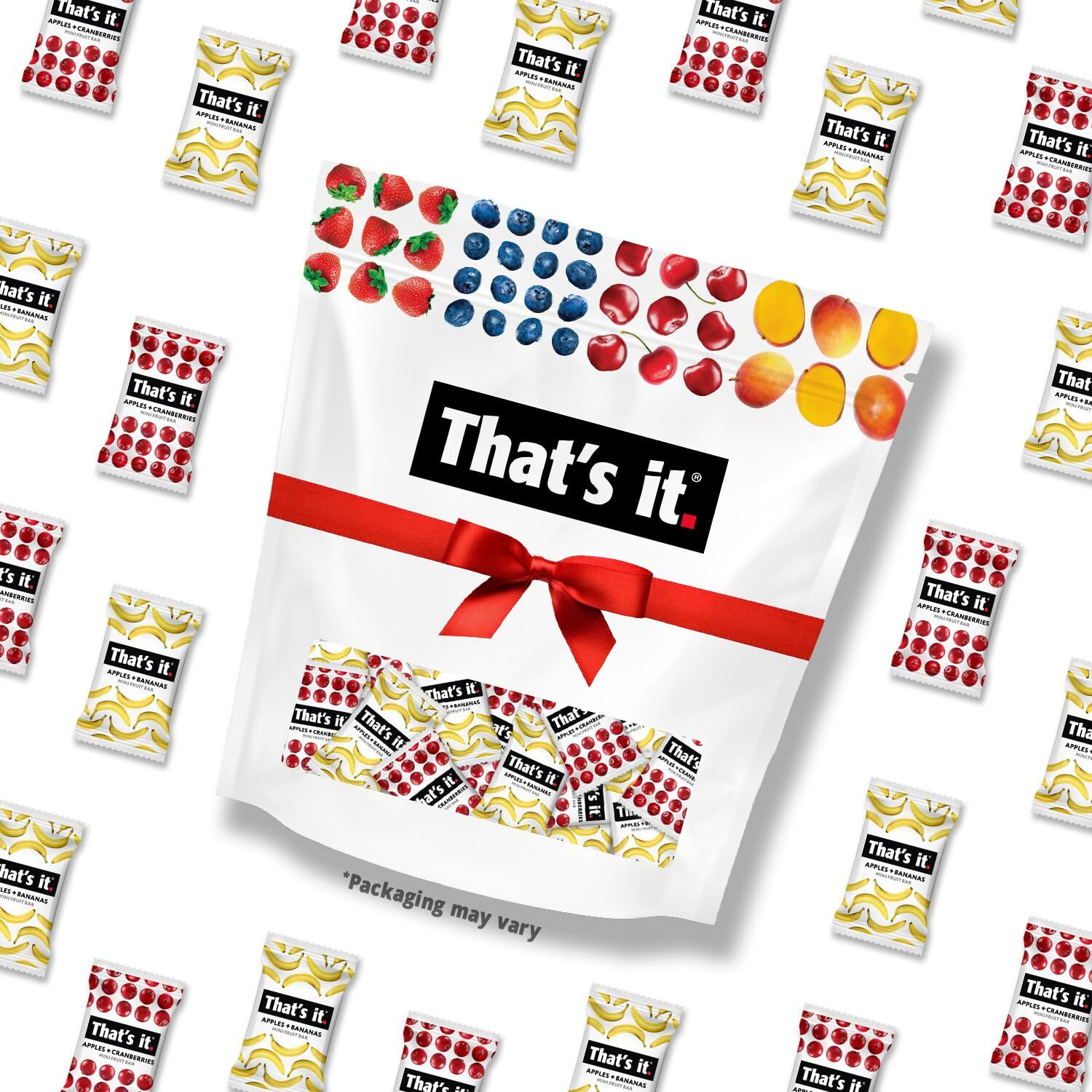Thats It. Fun Size Fruit Bars Variety Pack(50 Pieces, 10G Each) With Apples + Bananas, Apples + Cranberries, Non-Gmo, Paleo And Kosher Friendly, Gluten Free Breakfast Snacks