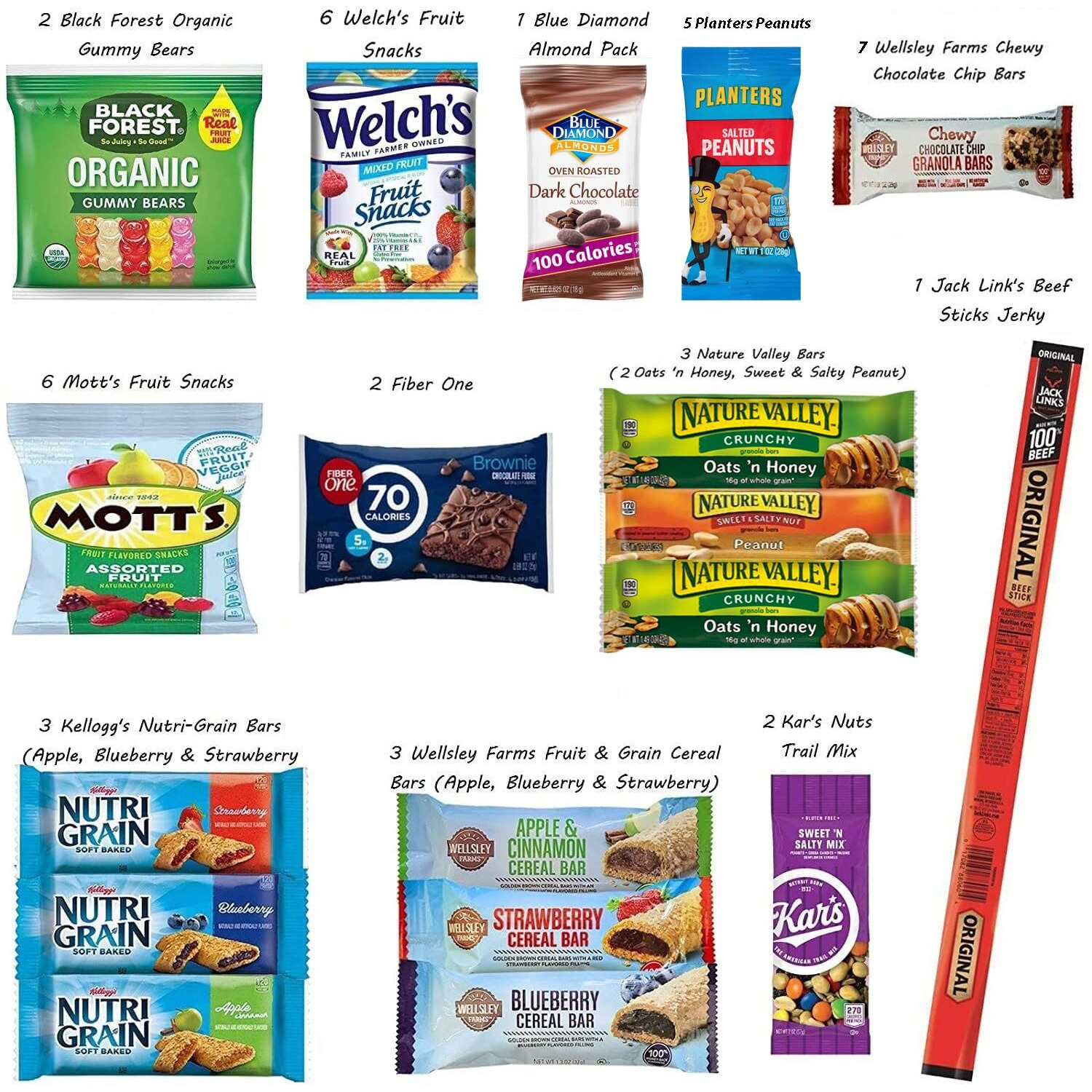 Foxy Fane 60-Count Holiday Gift Box - Variety Pack Of 60 Healthy Snacks & Treats