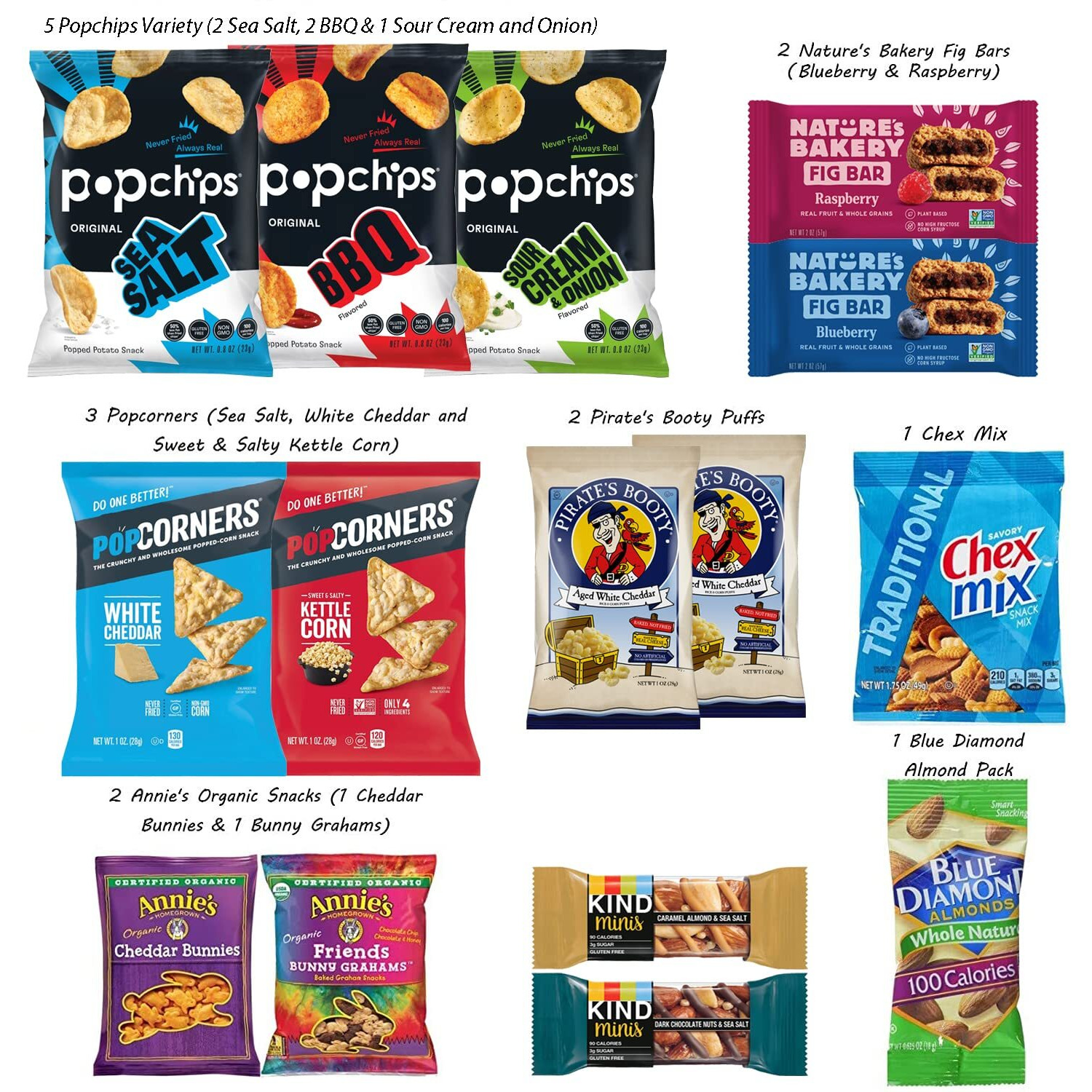 Foxy Fane 60-Count Holiday Gift Box - Variety Pack Of 60 Healthy Snacks & Treats