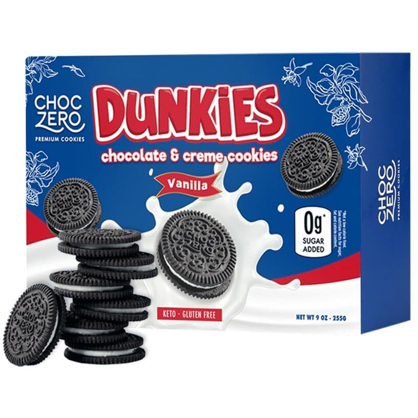 Choczero Keto Chocolate Sandwich Cookies With Creme - Low Sugar Gluten Free Dunkies (1 Box, 9Oz)