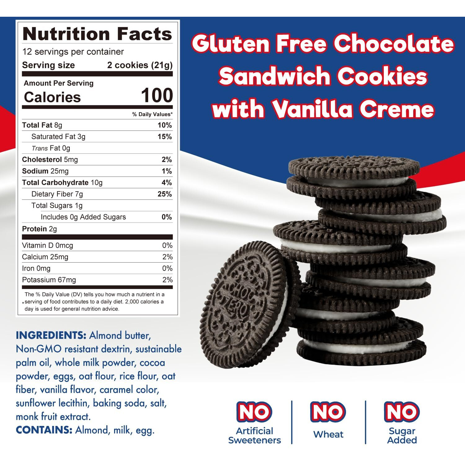 Choczero Keto Chocolate Sandwich Cookies With Creme - Low Sugar Gluten Free Dunkies (1 Box, 9Oz)