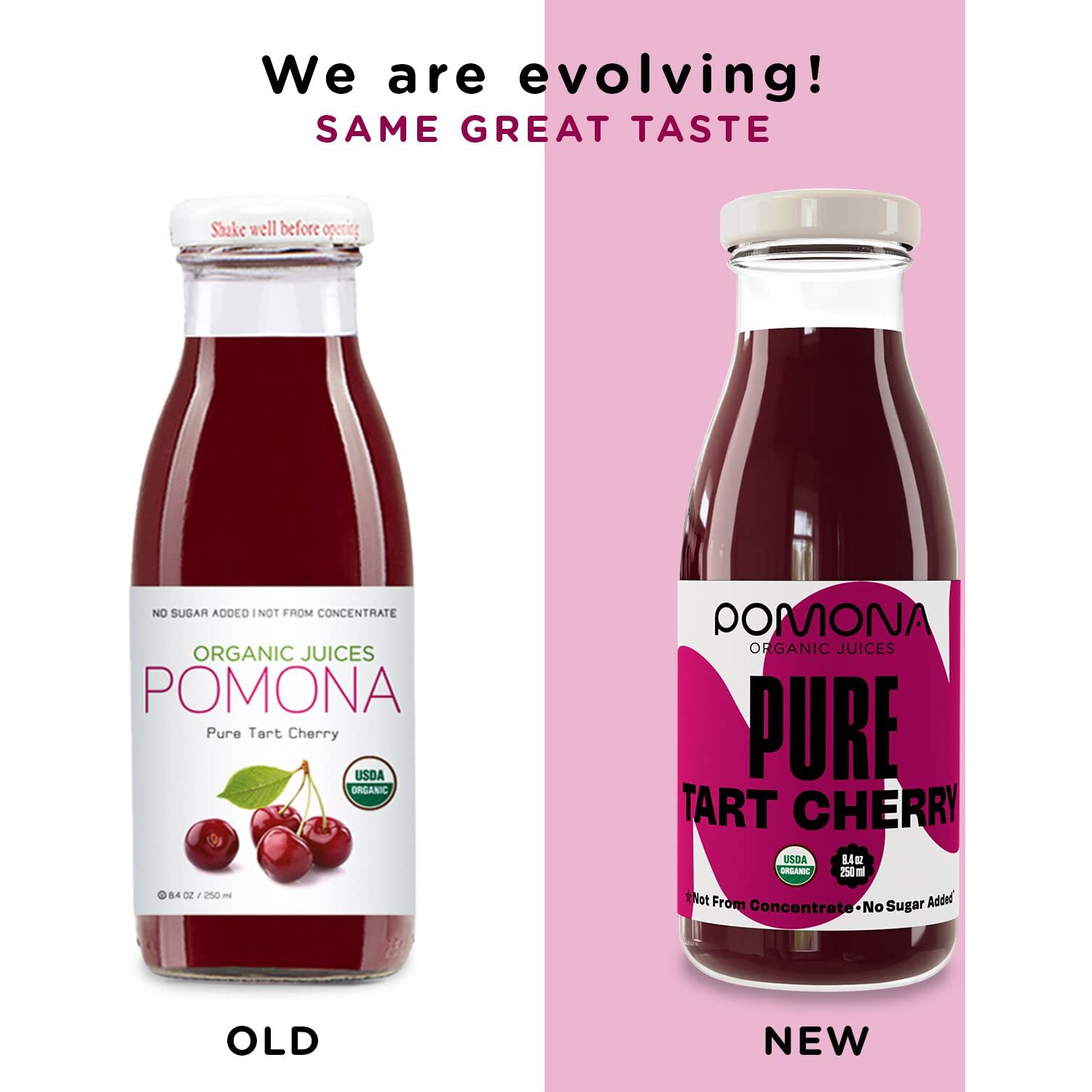 Pomona Organic Pure Tart Cherry Juice, Cold Pressed, Non-Gmo, No Sugar Added, Not From Concentrate, Gluten Free, Kosher Certified, Preservative Free,8.4 Fl Oz (Pack Of 12)