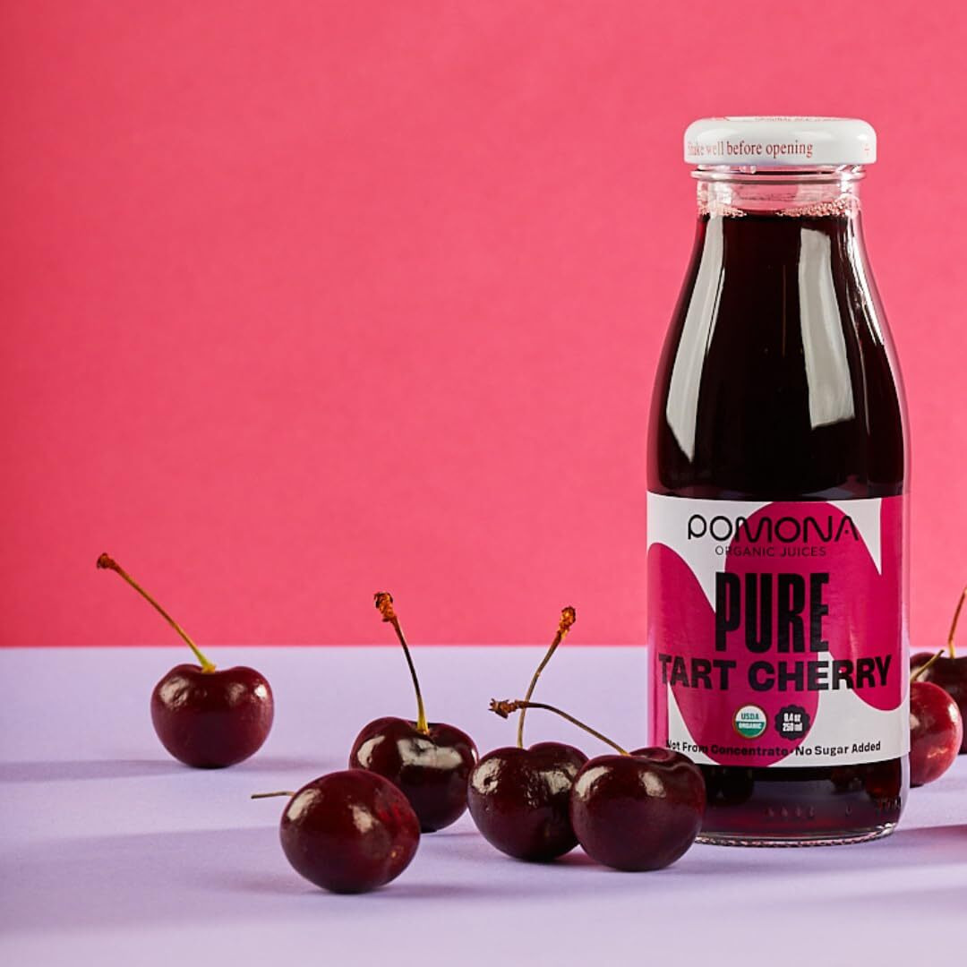 Pomona Organic Pure Tart Cherry Juice, Cold Pressed, Non-Gmo, No Sugar Added, Not From Concentrate, Gluten Free, Kosher Certified, Preservative Free,8.4 Fl Oz (Pack Of 12)